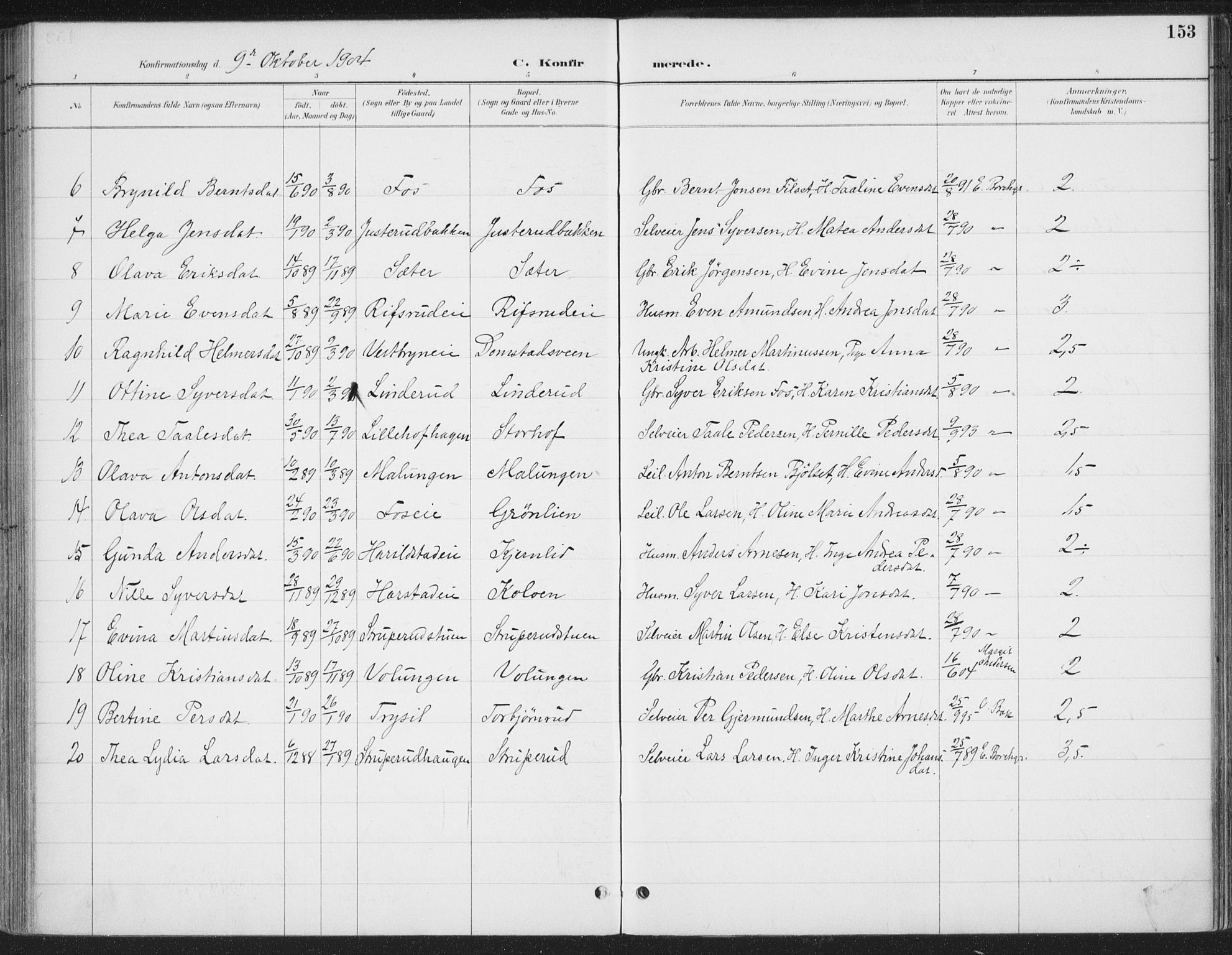 Romedal prestekontor, AV/SAH-PREST-004/K/L0008: Parish register (official) no. 8, 1887-1905, p. 153