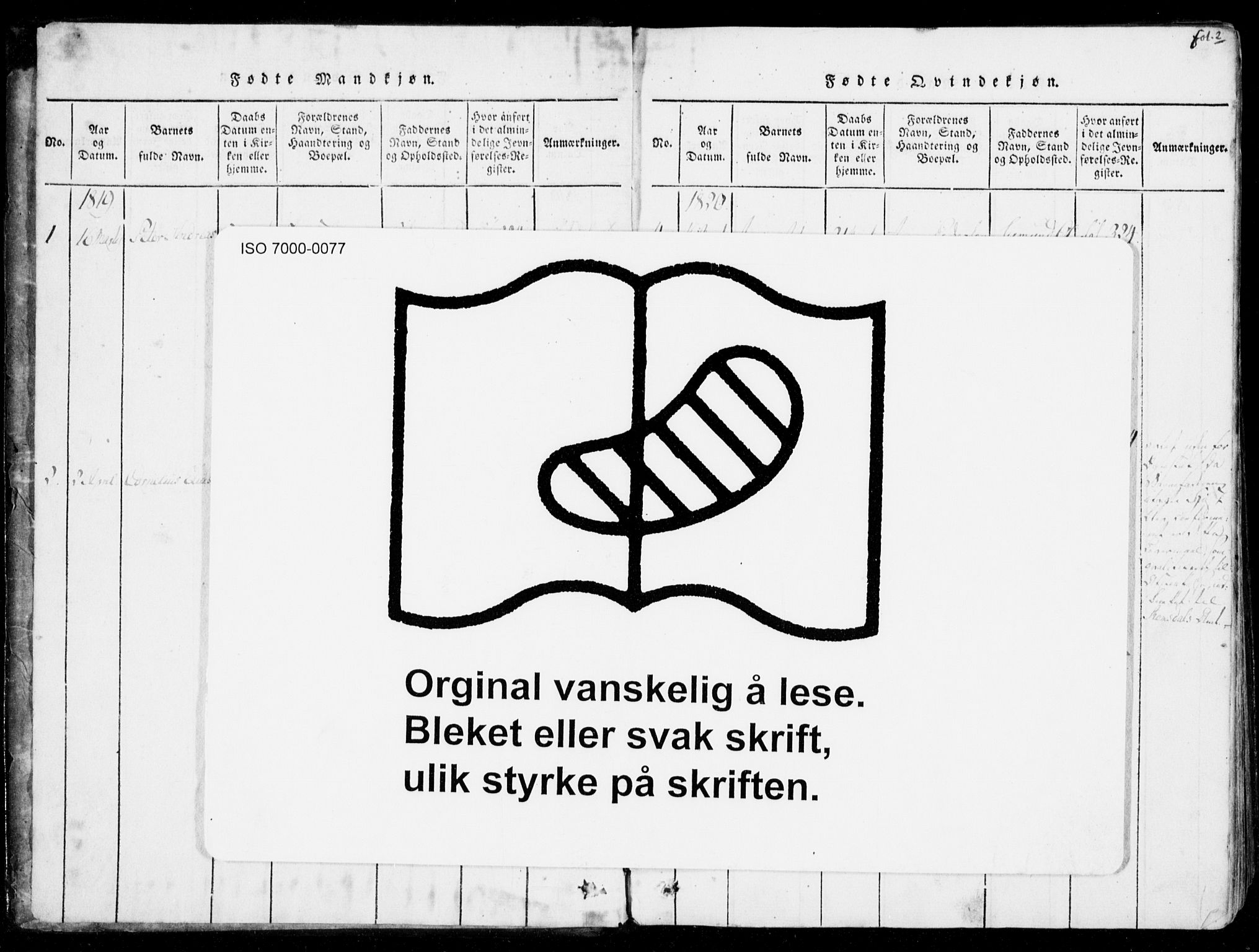 Ministerialprotokoller, klokkerbøker og fødselsregistre - Møre og Romsdal, AV/SAT-A-1454/537/L0517: Parish register (official) no. 537A01, 1818-1862, p. 2