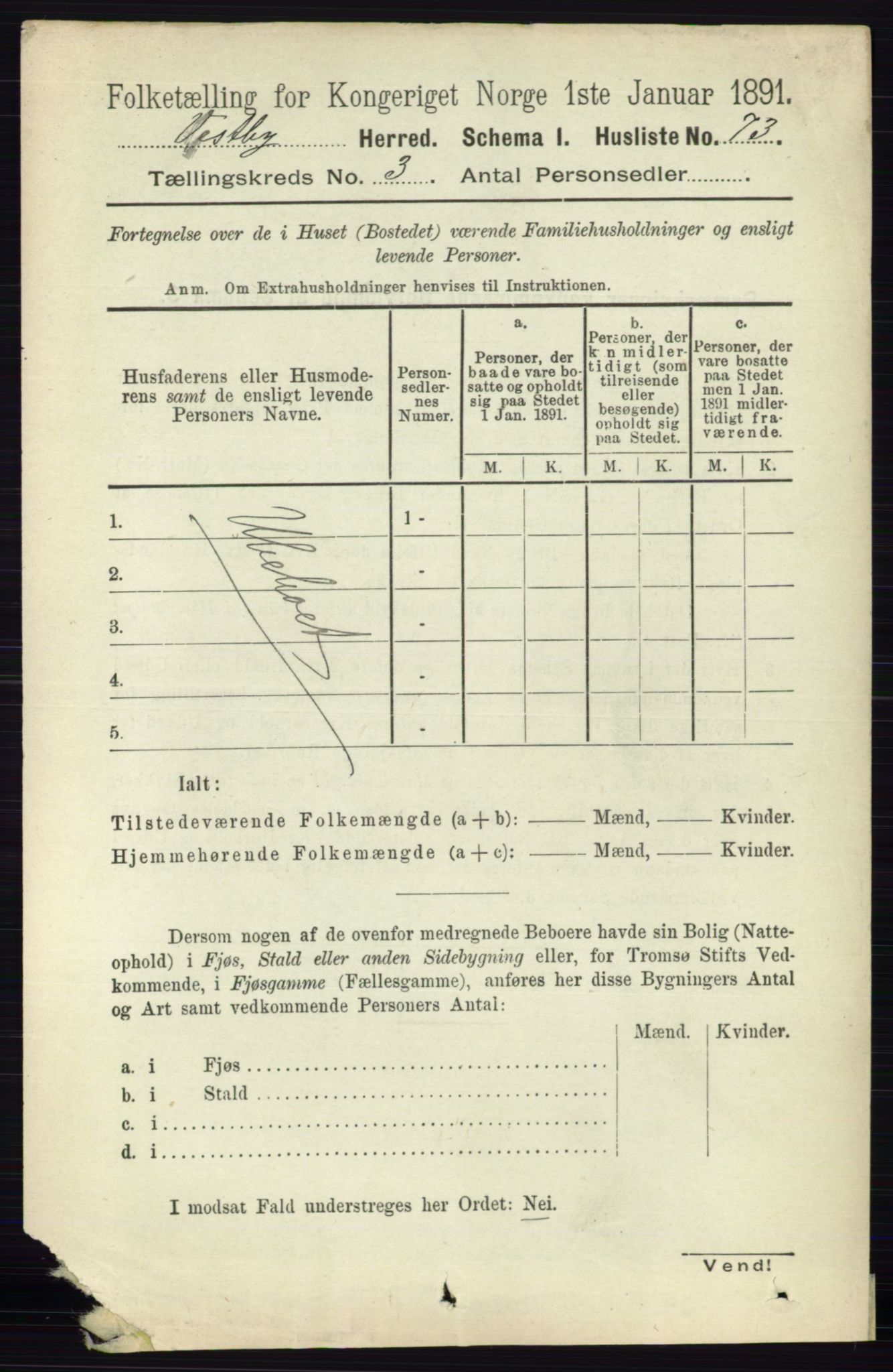 RA, 1891 census for 0211 Vestby, 1891, p. 1028