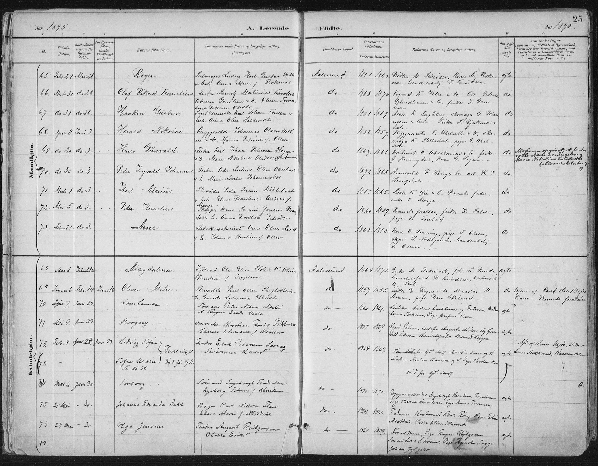 Ministerialprotokoller, klokkerbøker og fødselsregistre - Møre og Romsdal, SAT/A-1454/529/L0456: Parish register (official) no. 529A06, 1894-1906, p. 25