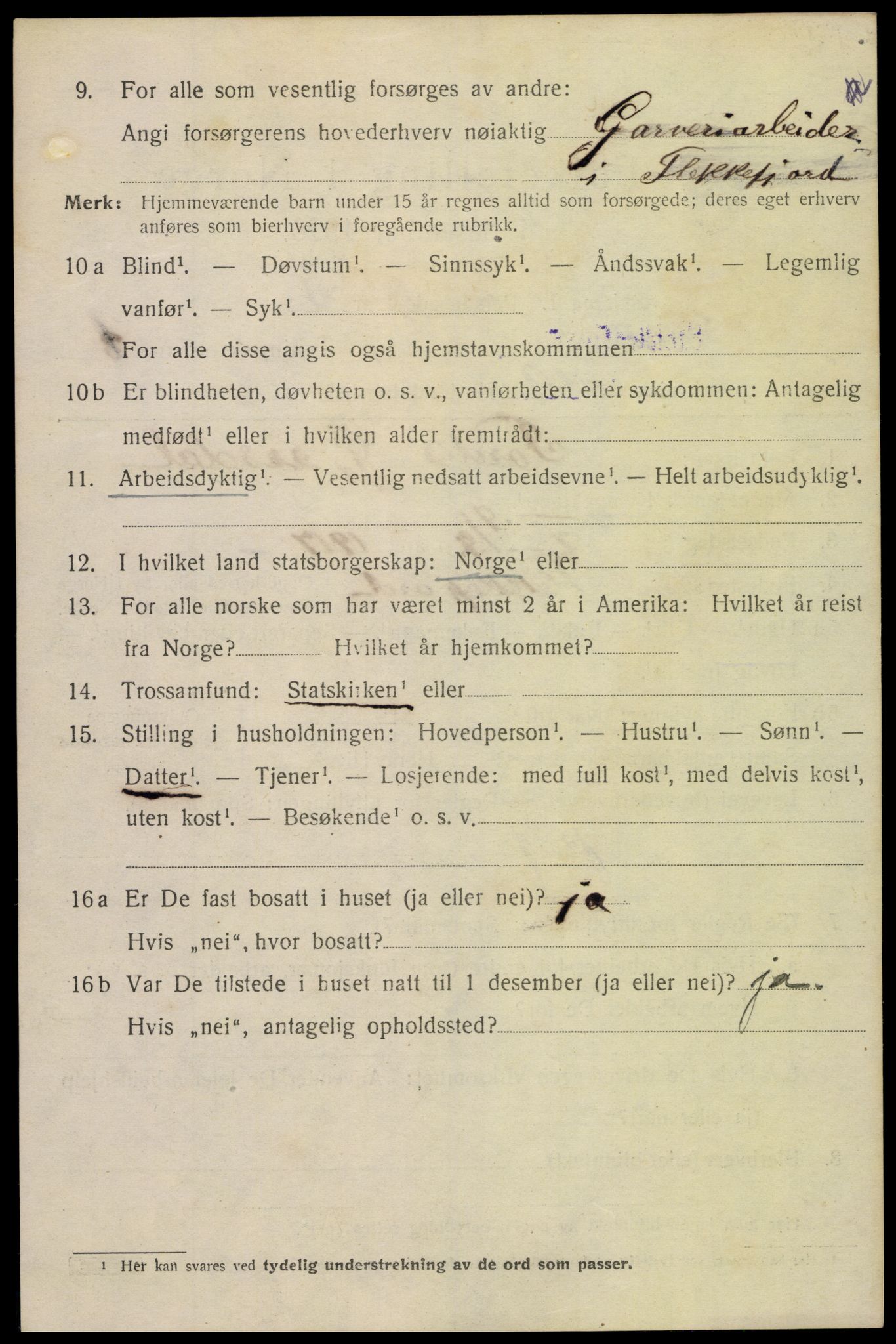 SAK, 1920 census for Flekkefjord, 1920, p. 2085