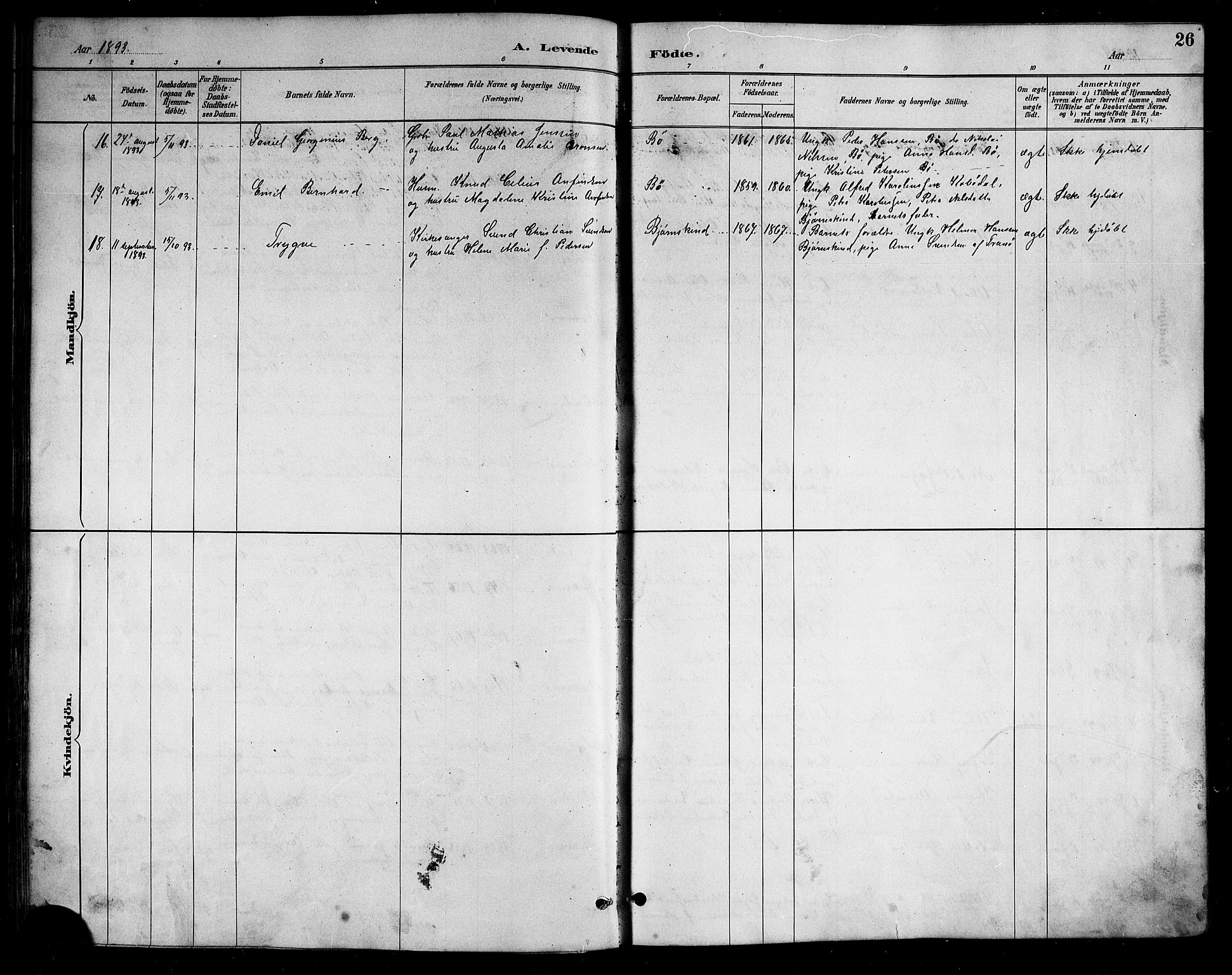 Ministerialprotokoller, klokkerbøker og fødselsregistre - Nordland, AV/SAT-A-1459/898/L1427: Parish register (copy) no. 898C02, 1887-1917, p. 26