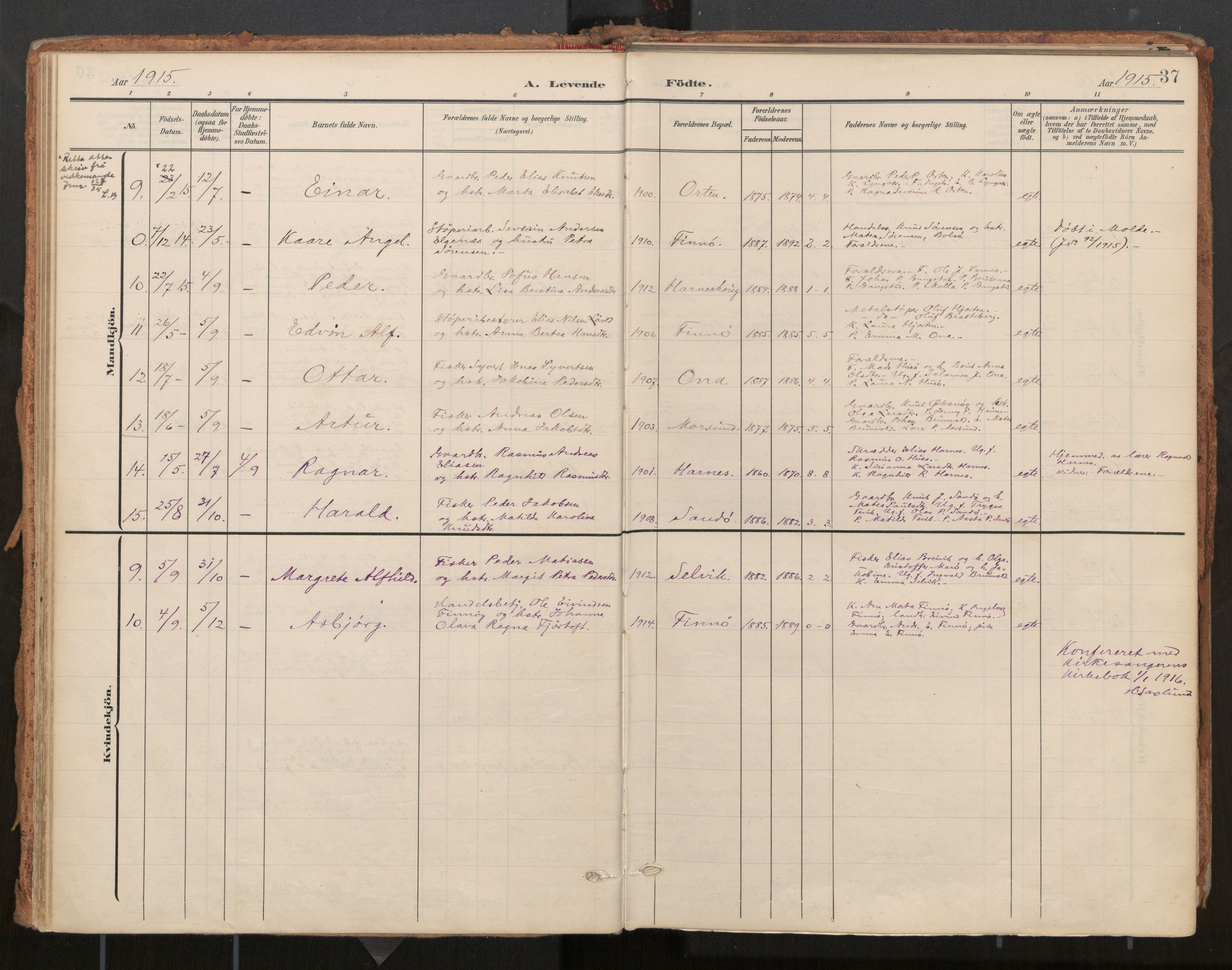 Ministerialprotokoller, klokkerbøker og fødselsregistre - Møre og Romsdal, AV/SAT-A-1454/561/L0730: Parish register (official) no. 561A04, 1901-1929, p. 37