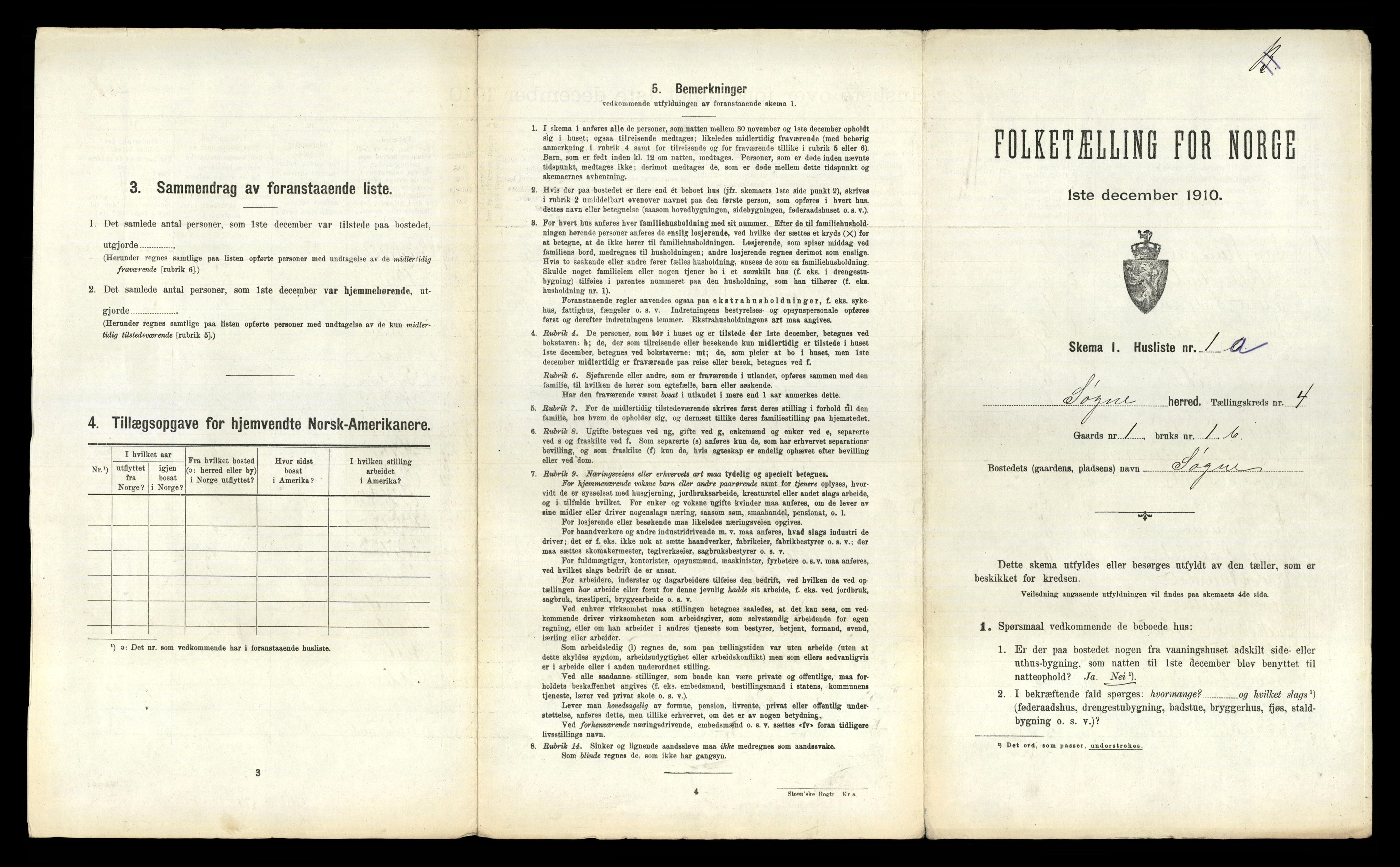 RA, 1910 census for Søgne, 1910, p. 212