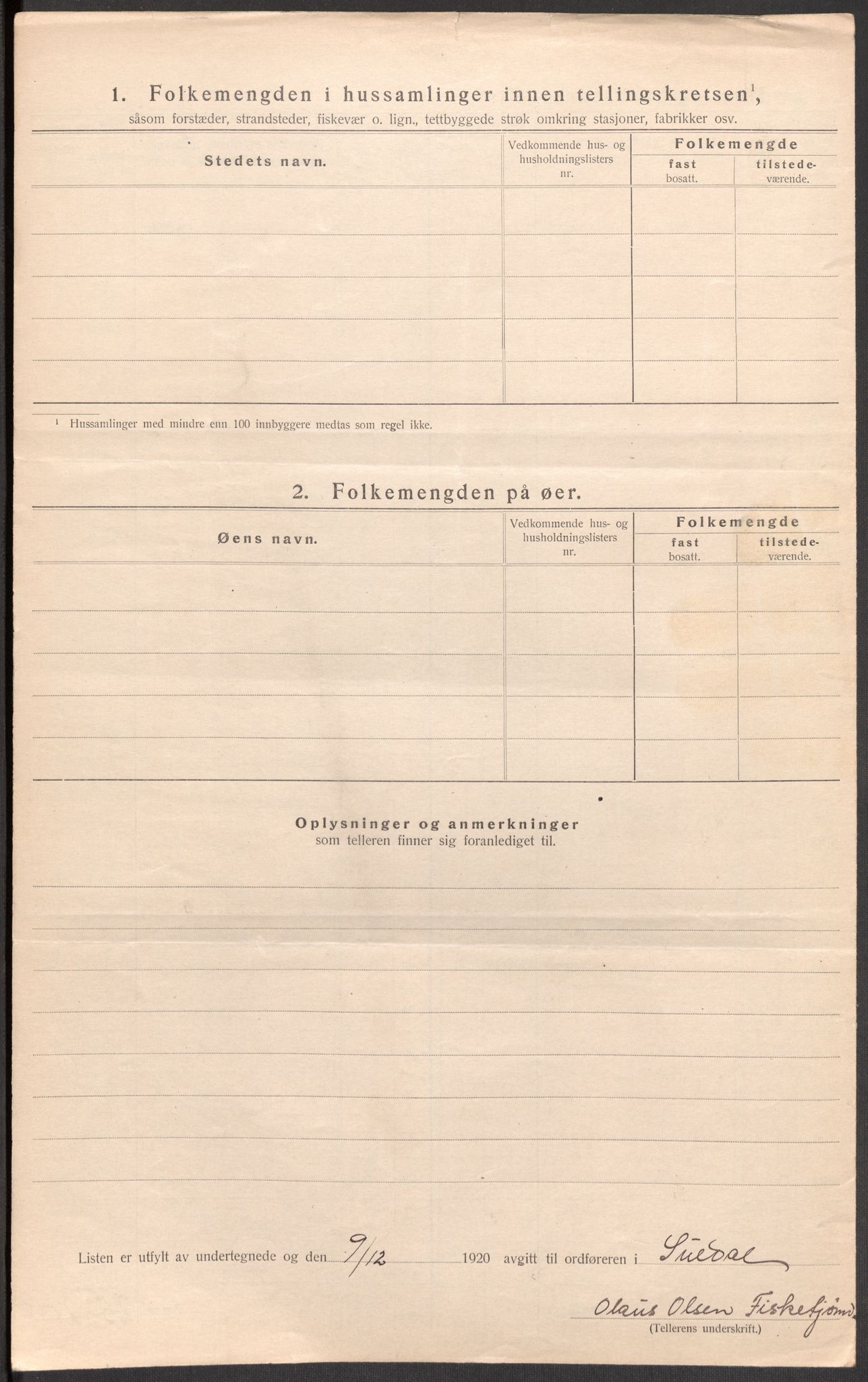 SAST, 1920 census for Suldal, 1920, p. 36