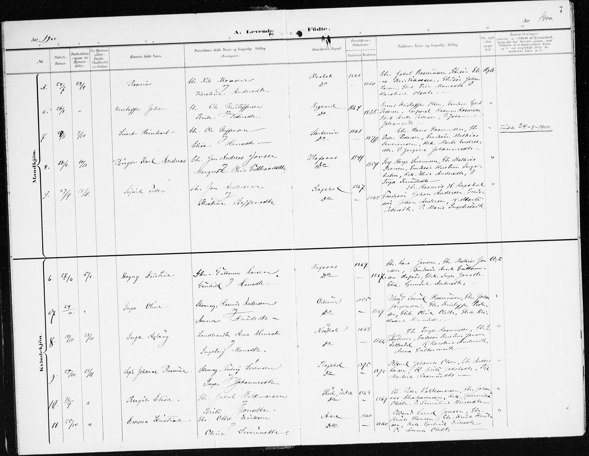 Eid sokneprestembete, AV/SAB-A-82301/H/Haa/Haac/L0002: Parish register (official) no. C 2, 1899-1927, p. 7