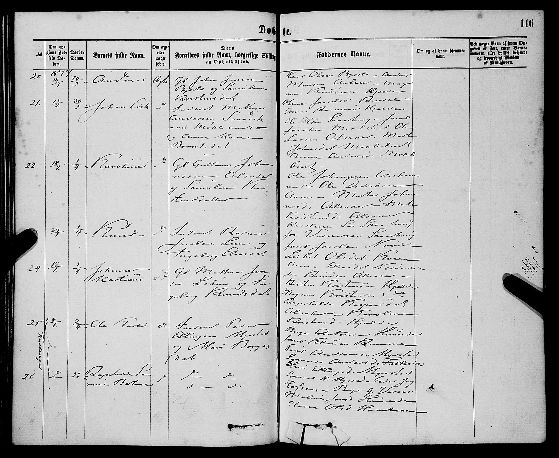 Eid sokneprestembete, AV/SAB-A-82301/H/Haa/Haaa/L0010: Parish register (official) no. A 10, 1867-1878, p. 116