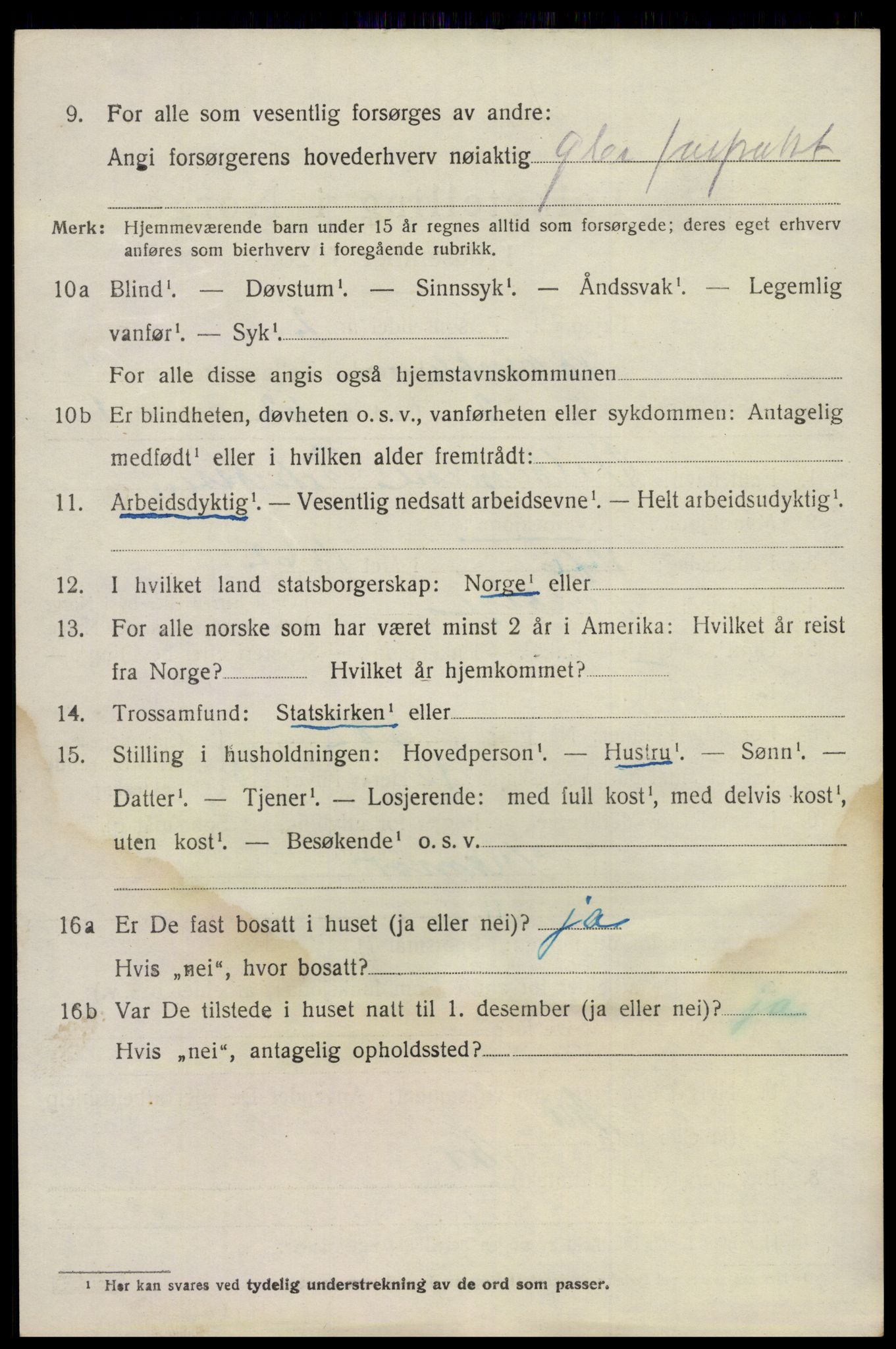 SAKO, 1920 census for Bamble, 1920, p. 10852