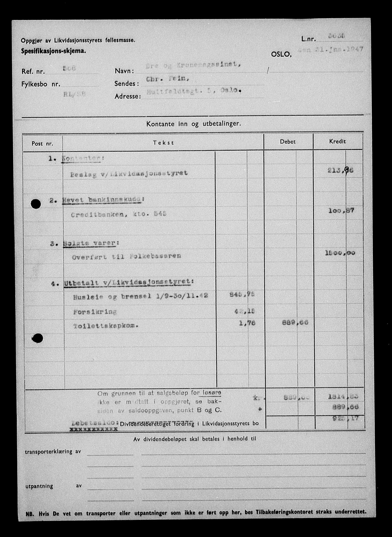 Justisdepartementet, Tilbakeføringskontoret for inndratte formuer, RA/S-1564/H/Hc/Hcc/L0933: --, 1945-1947, p. 377