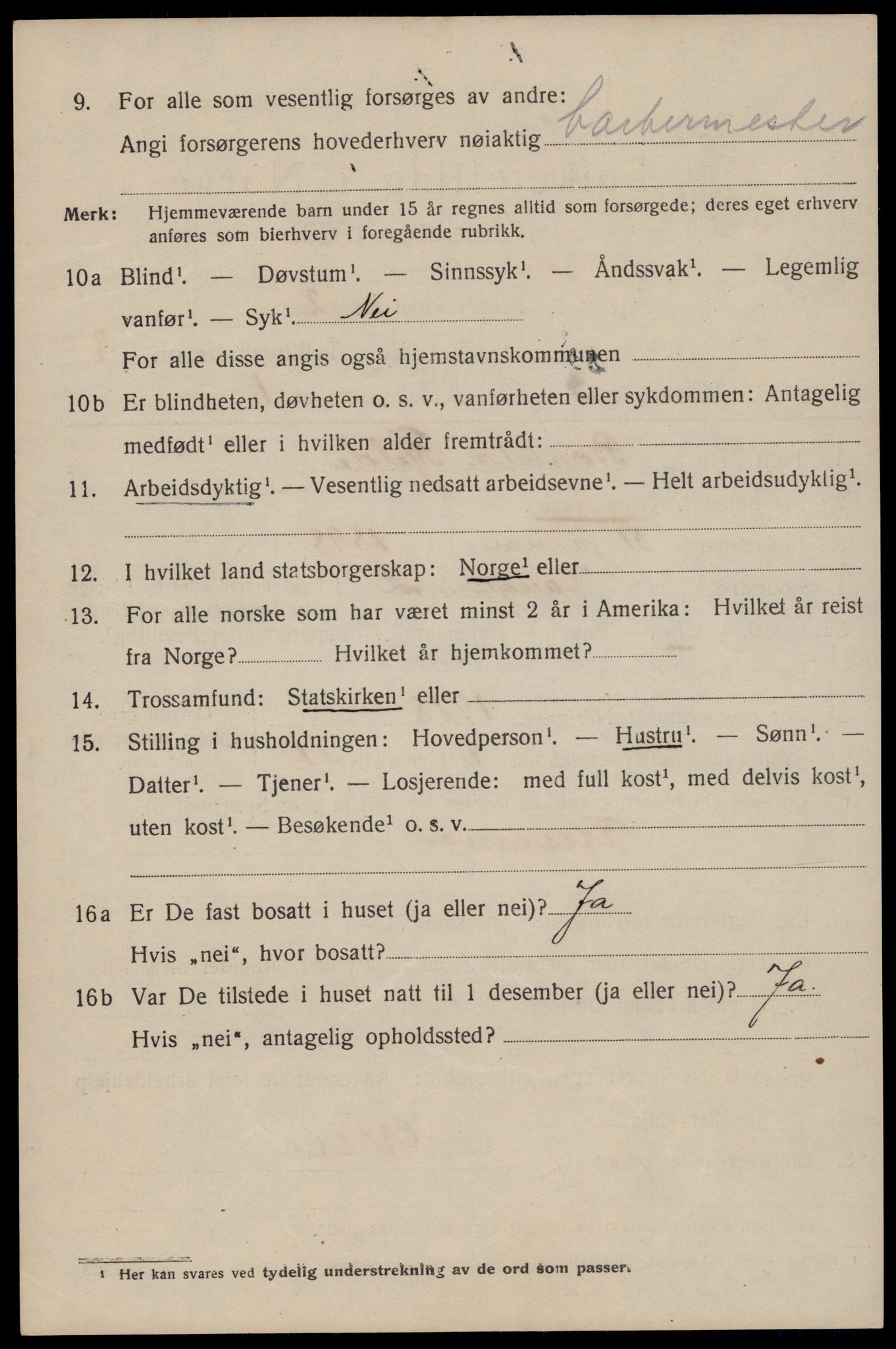 SAST, 1920 census for Haugesund, 1920, p. 15254