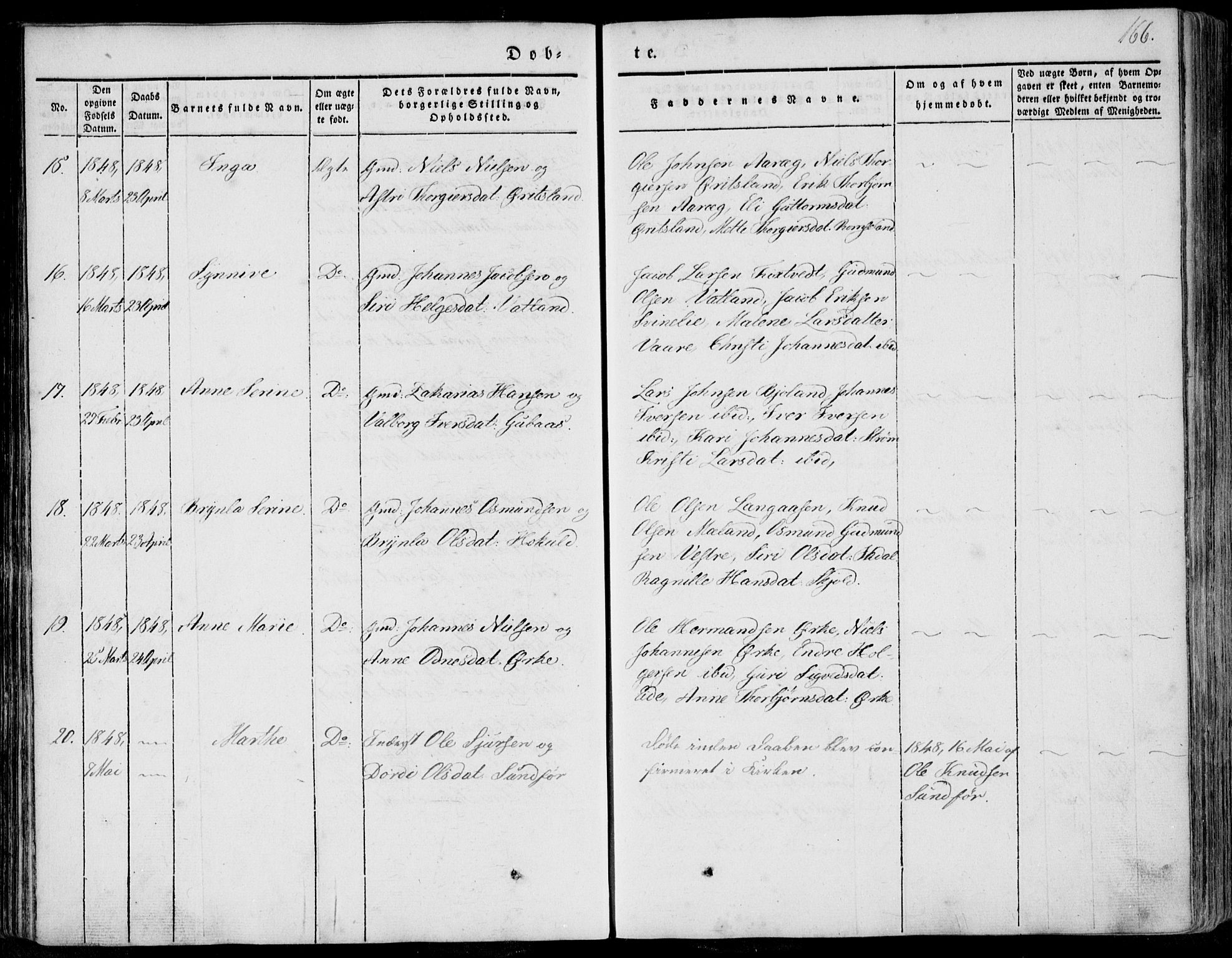 Skjold sokneprestkontor, SAST/A-101847/H/Ha/Haa/L0006: Parish register (official) no. A 6.1, 1835-1858, p. 166