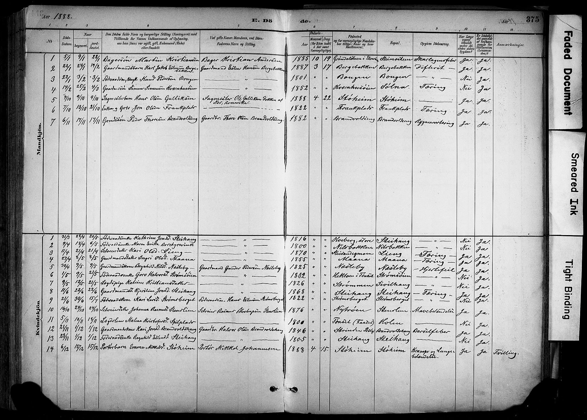 Alvdal prestekontor, SAH/PREST-060/H/Ha/Haa/L0002: Parish register (official) no. 2, 1883-1906, p. 375