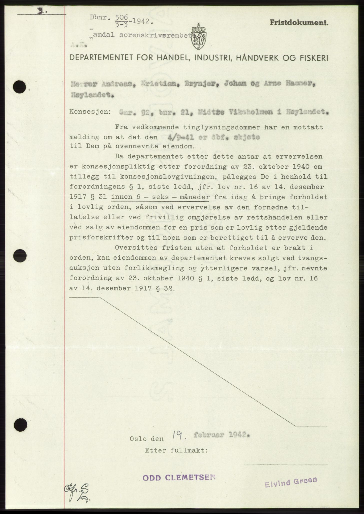 Namdal sorenskriveri, SAT/A-4133/1/2/2C: Mortgage book no. -, 1941-1942, Diary no: : 506/1942