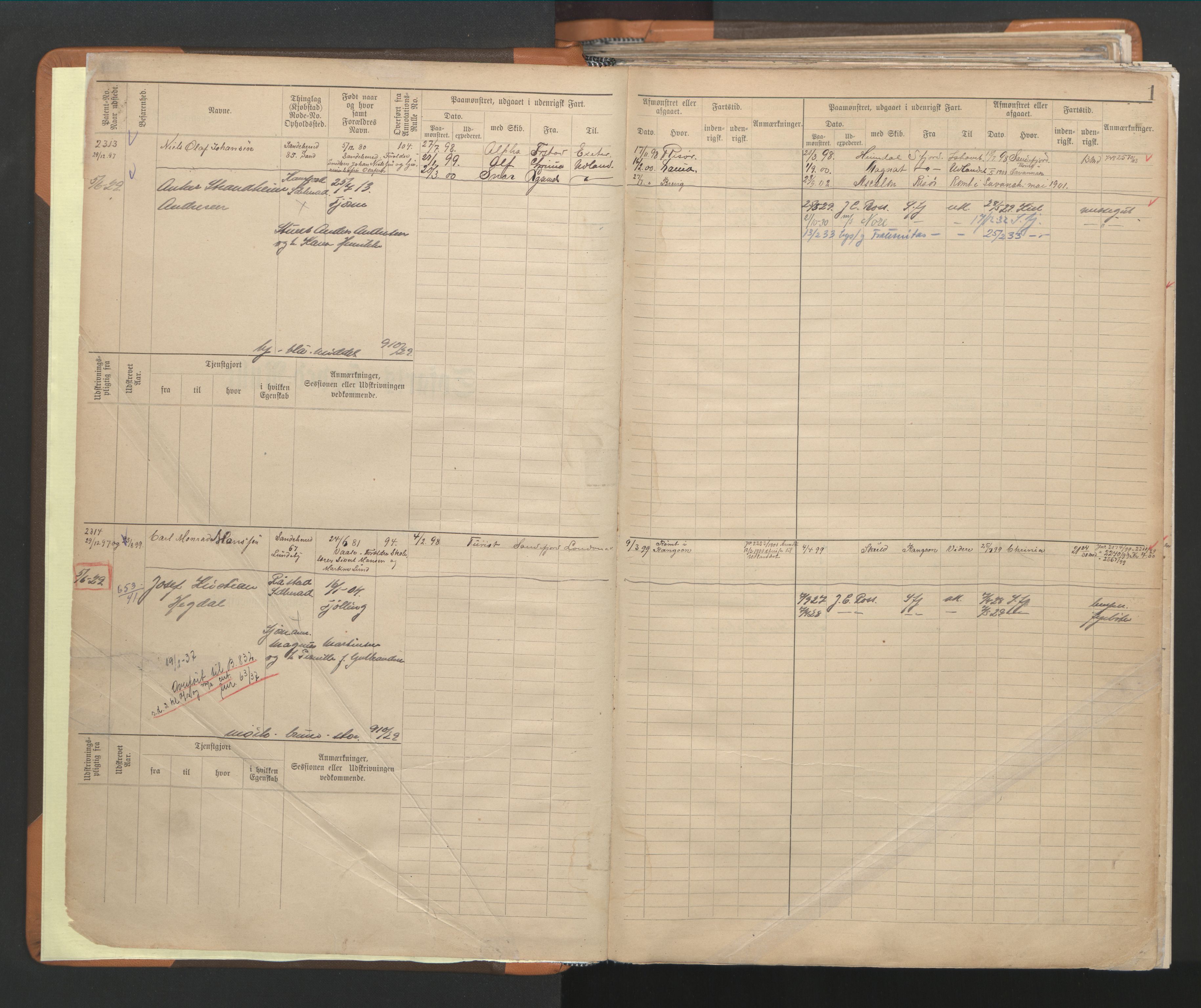 Sandefjord innrulleringskontor, AV/SAKO-A-788/F/Fb/L0009: Hovedrulle, 1897, p. 1
