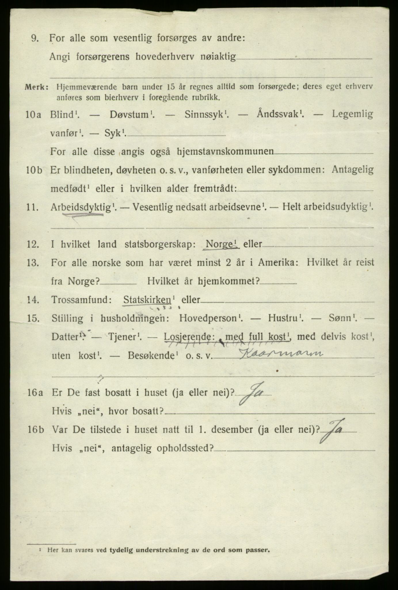 SAB, 1920 census for Breim, 1920, p. 3476