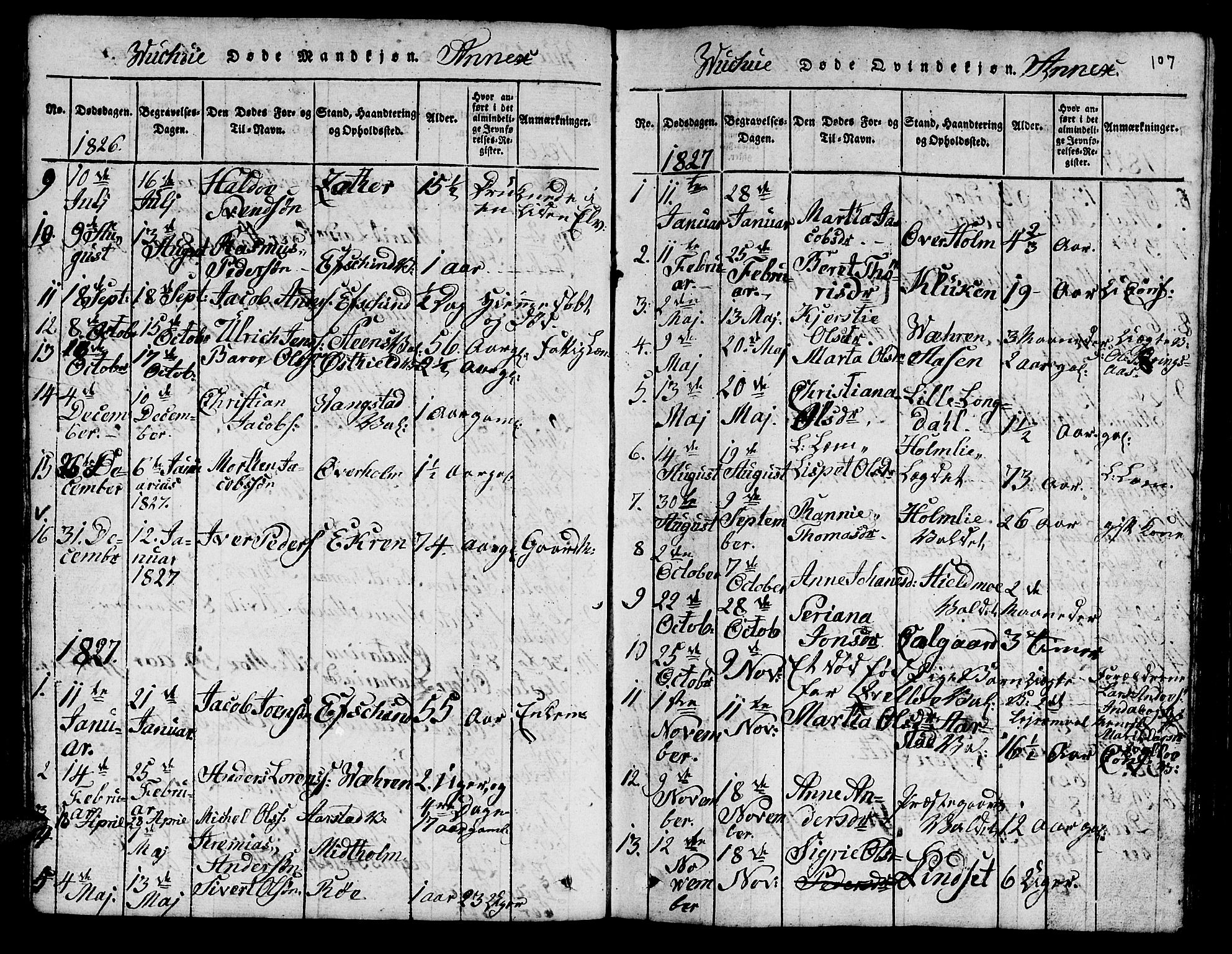 Ministerialprotokoller, klokkerbøker og fødselsregistre - Nord-Trøndelag, SAT/A-1458/724/L0265: Parish register (copy) no. 724C01, 1816-1845, p. 107