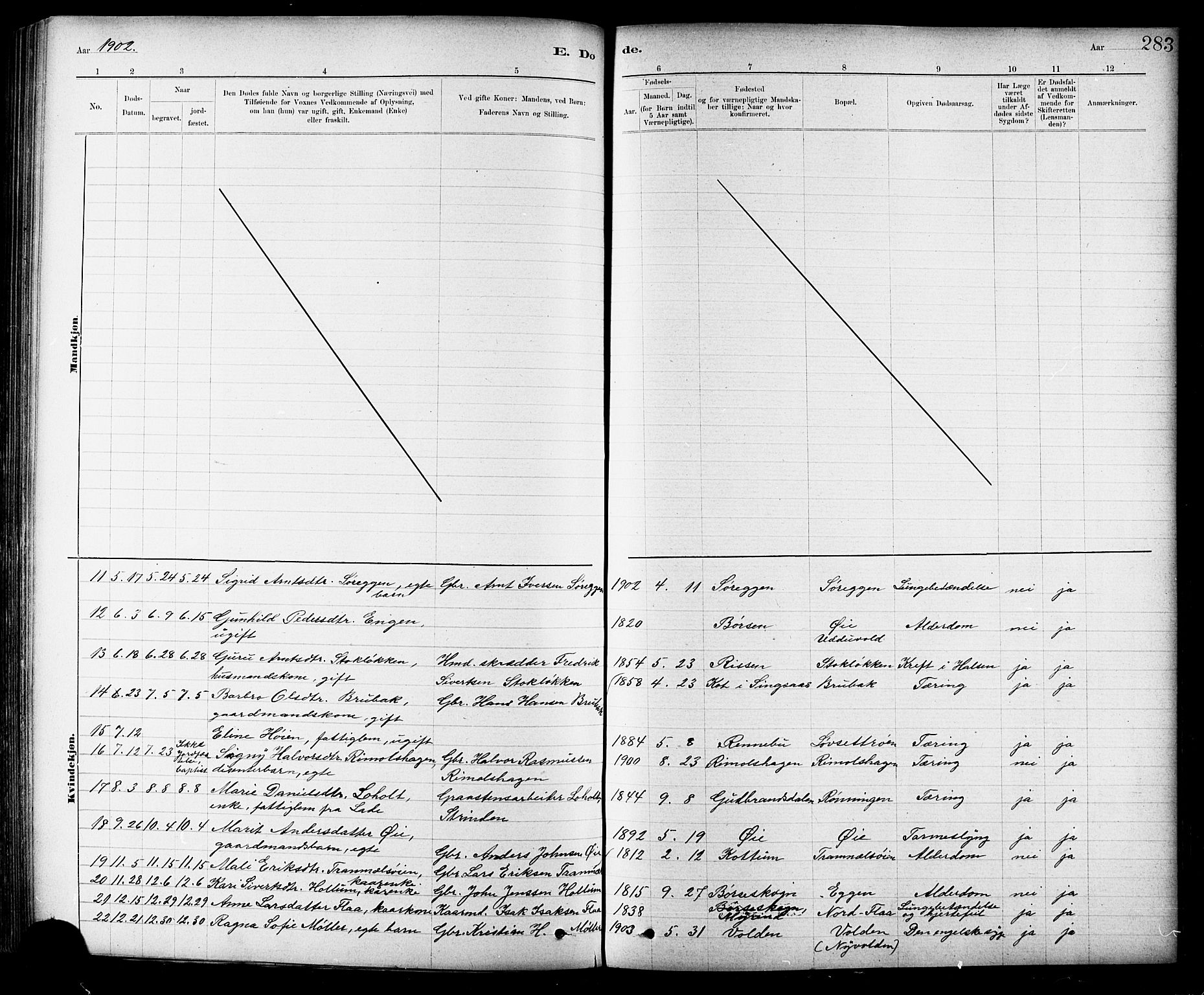 Ministerialprotokoller, klokkerbøker og fødselsregistre - Sør-Trøndelag, SAT/A-1456/691/L1094: Parish register (copy) no. 691C05, 1879-1911, p. 283