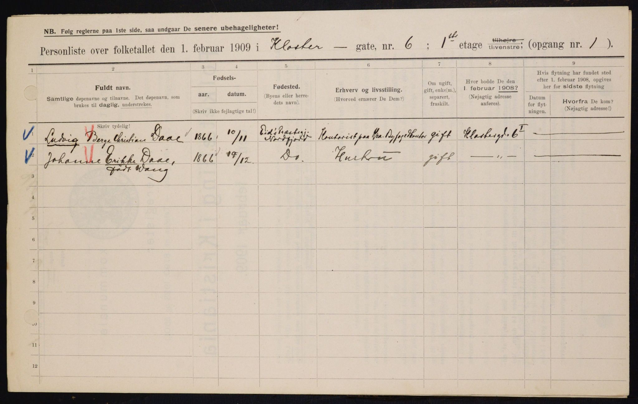 OBA, Municipal Census 1909 for Kristiania, 1909, p. 47826