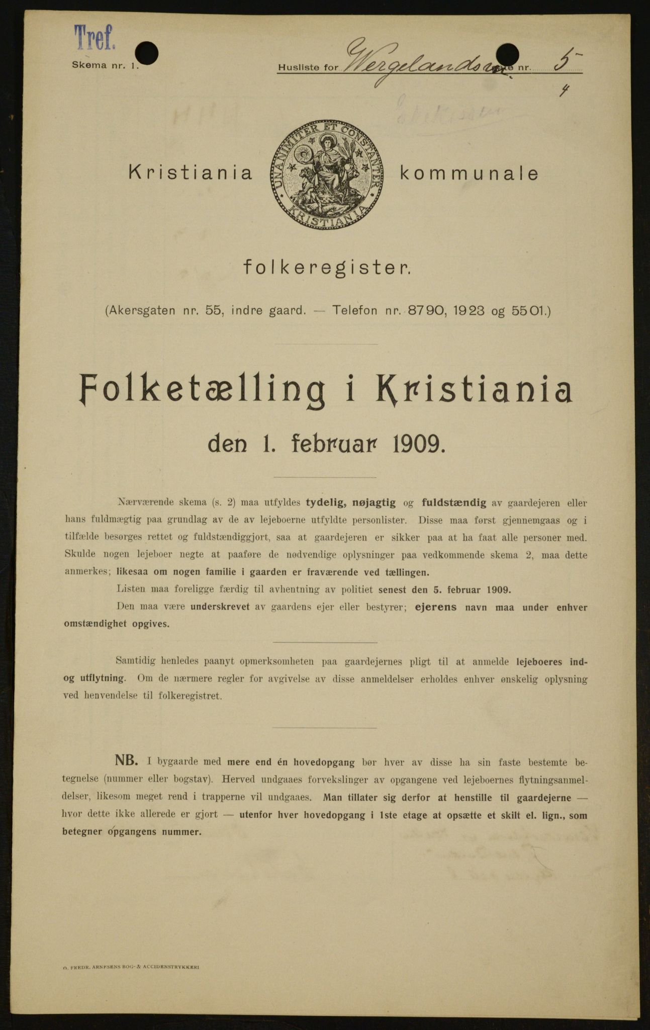 OBA, Municipal Census 1909 for Kristiania, 1909, p. 115987