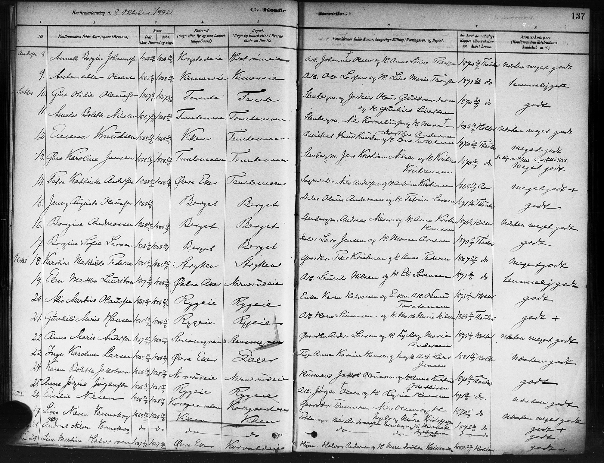 Nedre Eiker kirkebøker, AV/SAKO-A-612/F/Fa/L0002: Parish register (official) no. 2, 1878-1885, p. 137