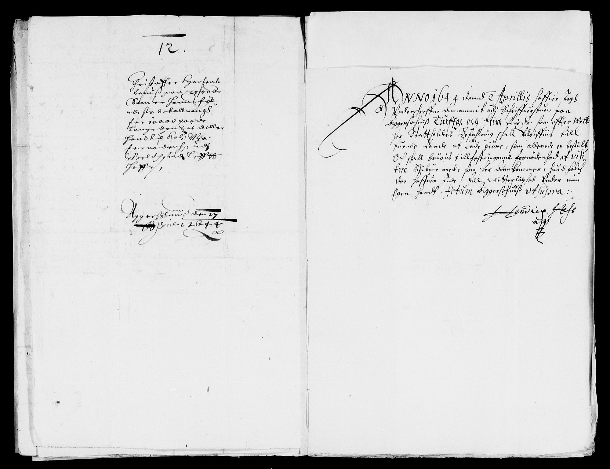Rentekammeret inntil 1814, Reviderte regnskaper, Lensregnskaper, AV/RA-EA-5023/R/Rb/Rba/L0171: Akershus len, 1643-1644