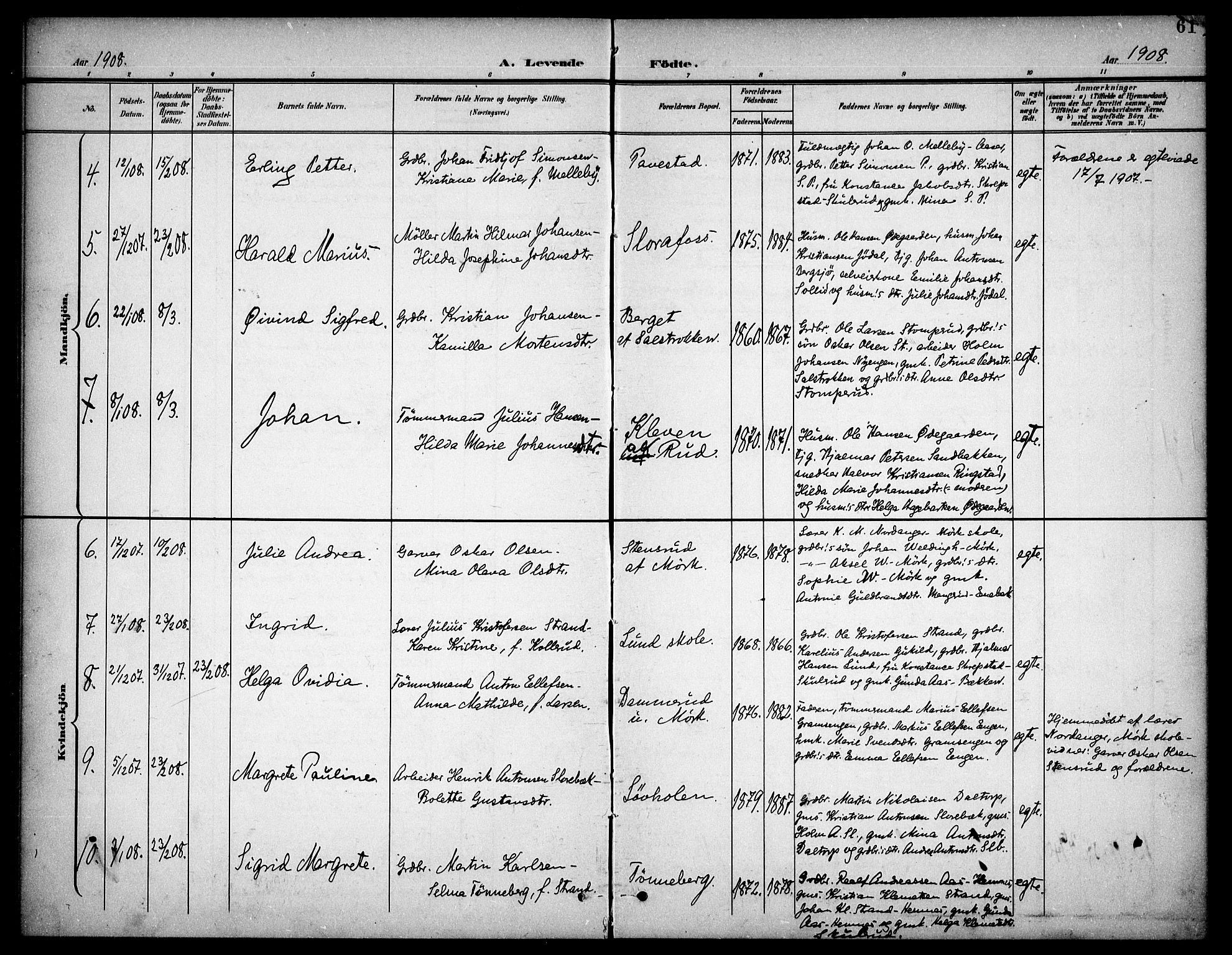 Høland prestekontor Kirkebøker, AV/SAO-A-10346a/F/Fb/L0003: Parish register (official) no. II 3, 1897-1912, p. 61