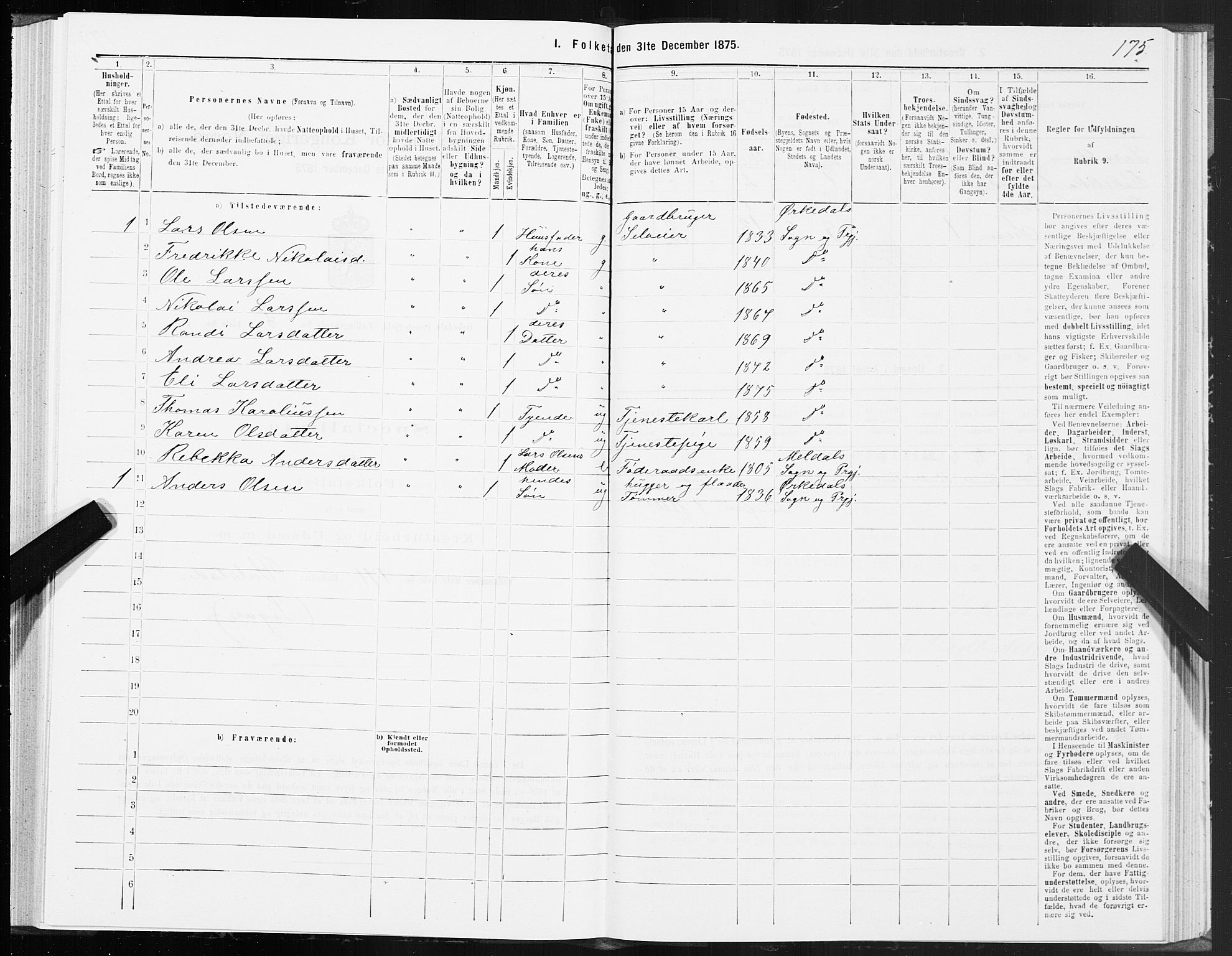 SAT, 1875 census for 1638P Orkdal, 1875, p. 4175