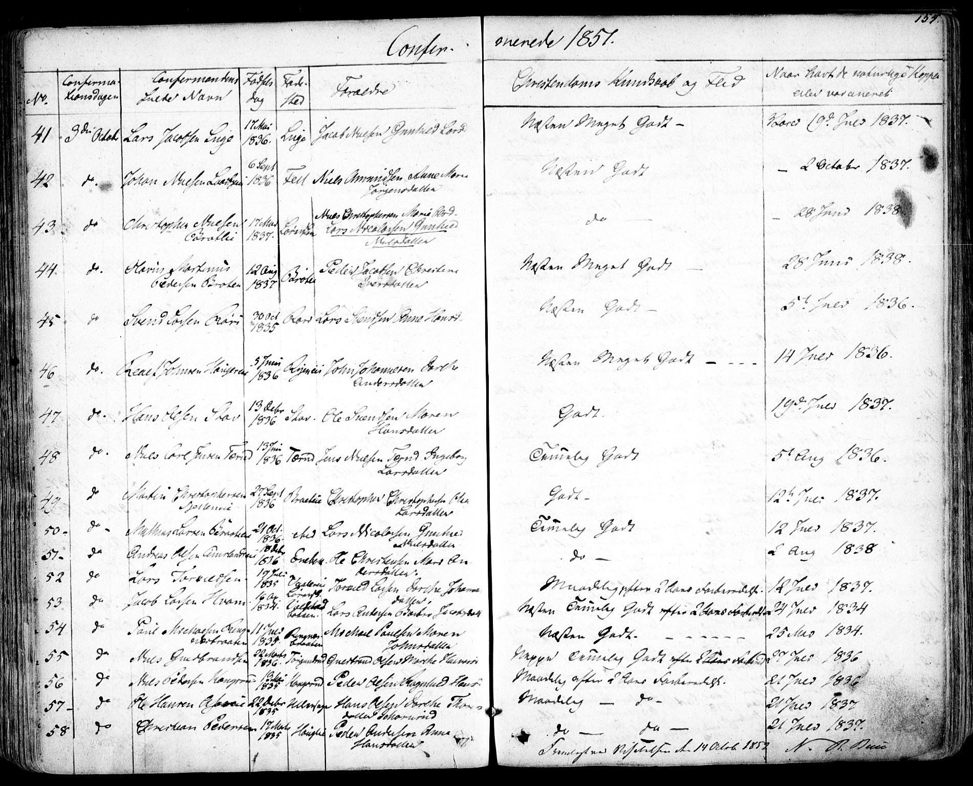 Skedsmo prestekontor Kirkebøker, AV/SAO-A-10033a/F/Fa/L0009: Parish register (official) no. I 9, 1830-1853, p. 154