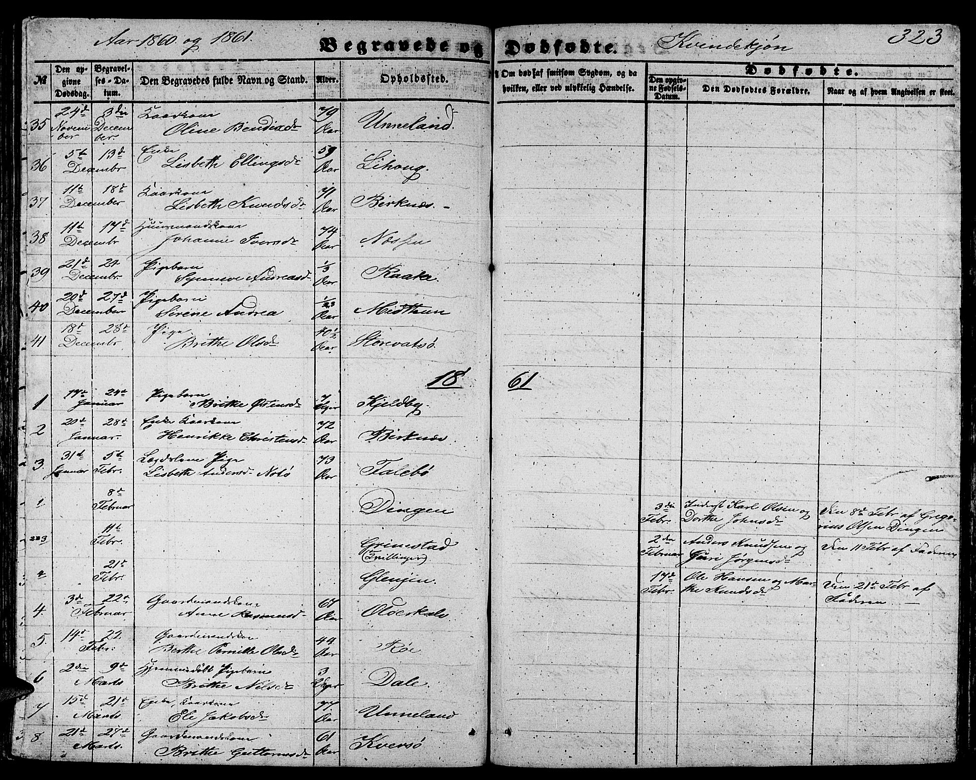 Gulen sokneprestembete, AV/SAB-A-80201/H/Hab/Habb/L0001: Parish register (copy) no. B 1, 1854-1866, p. 323