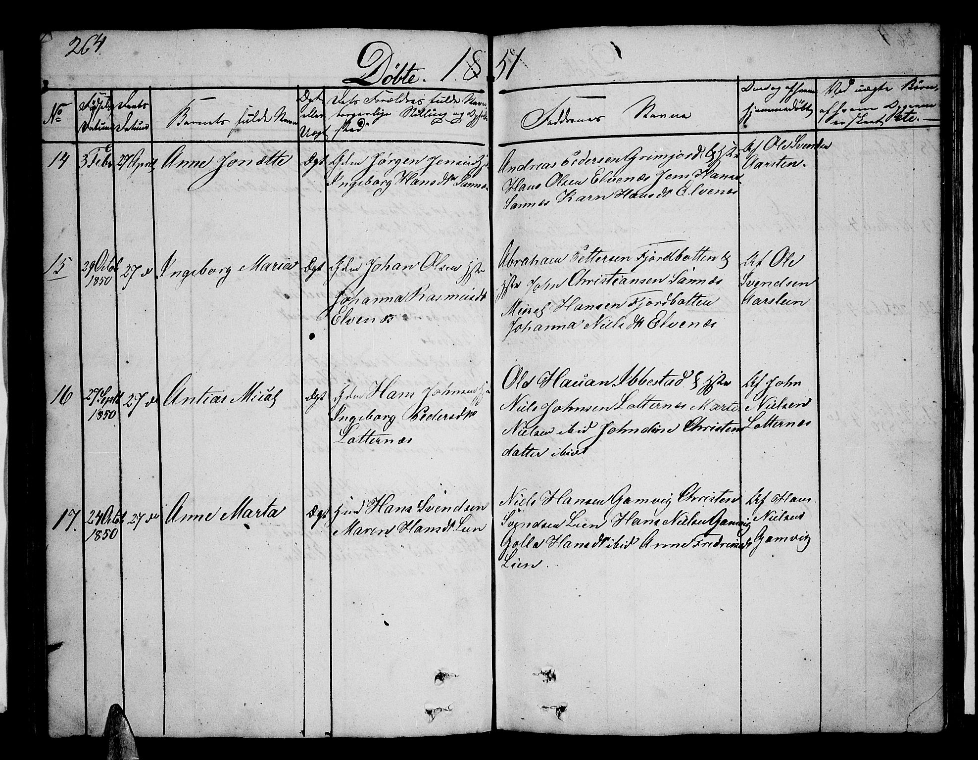 Ibestad sokneprestembete, AV/SATØ-S-0077/H/Ha/Hab/L0003klokker: Parish register (copy) no. 3, 1833-1852, p. 264