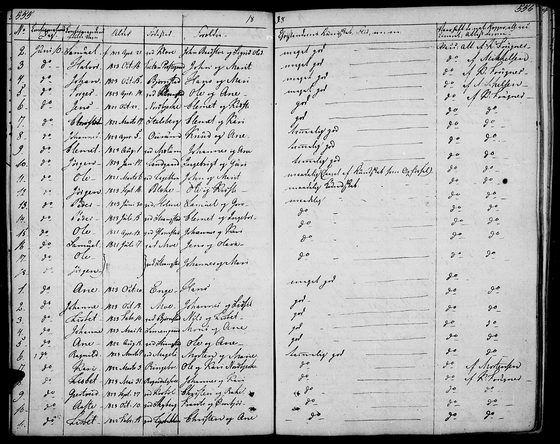 Øyer prestekontor, SAH/PREST-084/H/Ha/Haa/L0004: Parish register (official) no. 4, 1824-1841, p. 555-556