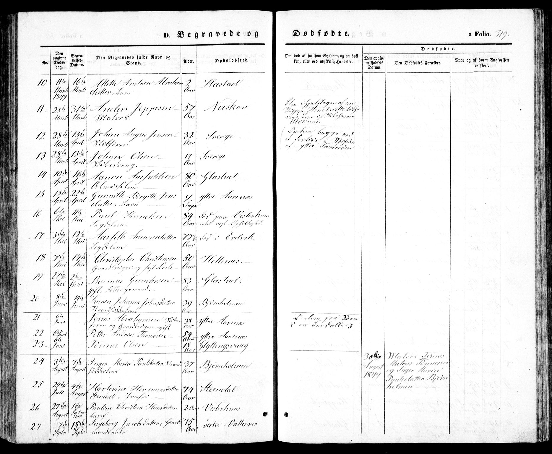 Høvåg sokneprestkontor, SAK/1111-0025/F/Fb/L0002: Parish register (copy) no. B 2, 1847-1869, p. 319