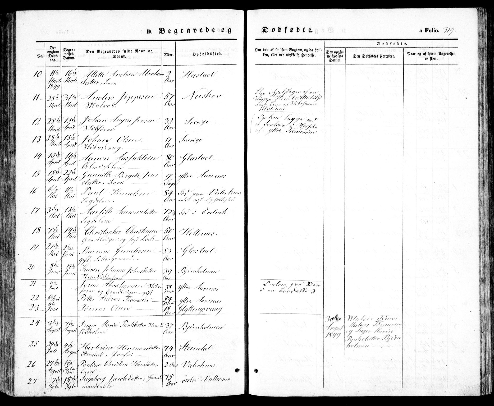 Høvåg sokneprestkontor, AV/SAK-1111-0025/F/Fb/L0002: Parish register (copy) no. B 2, 1847-1869, p. 319