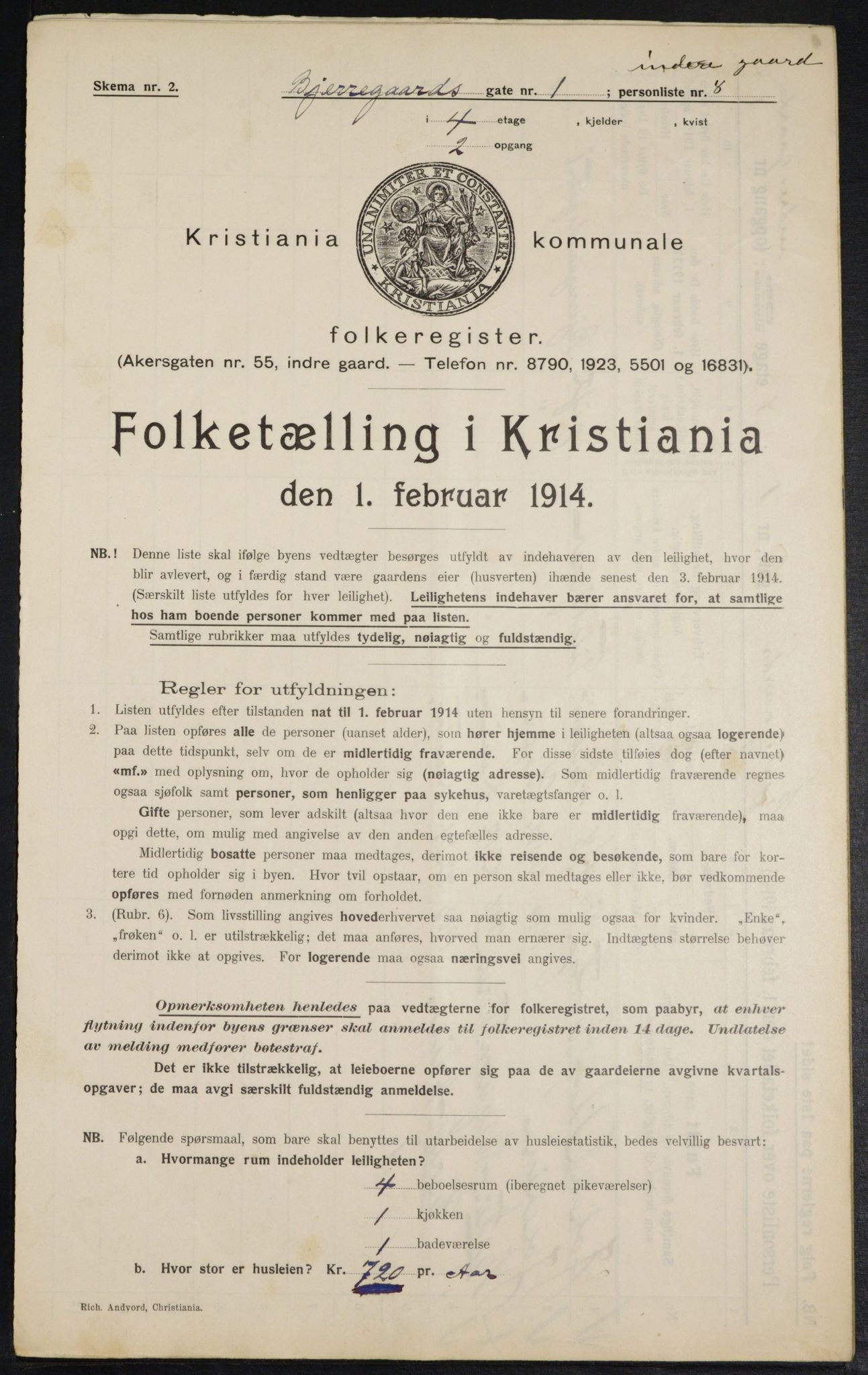 OBA, Municipal Census 1914 for Kristiania, 1914, p. 5479