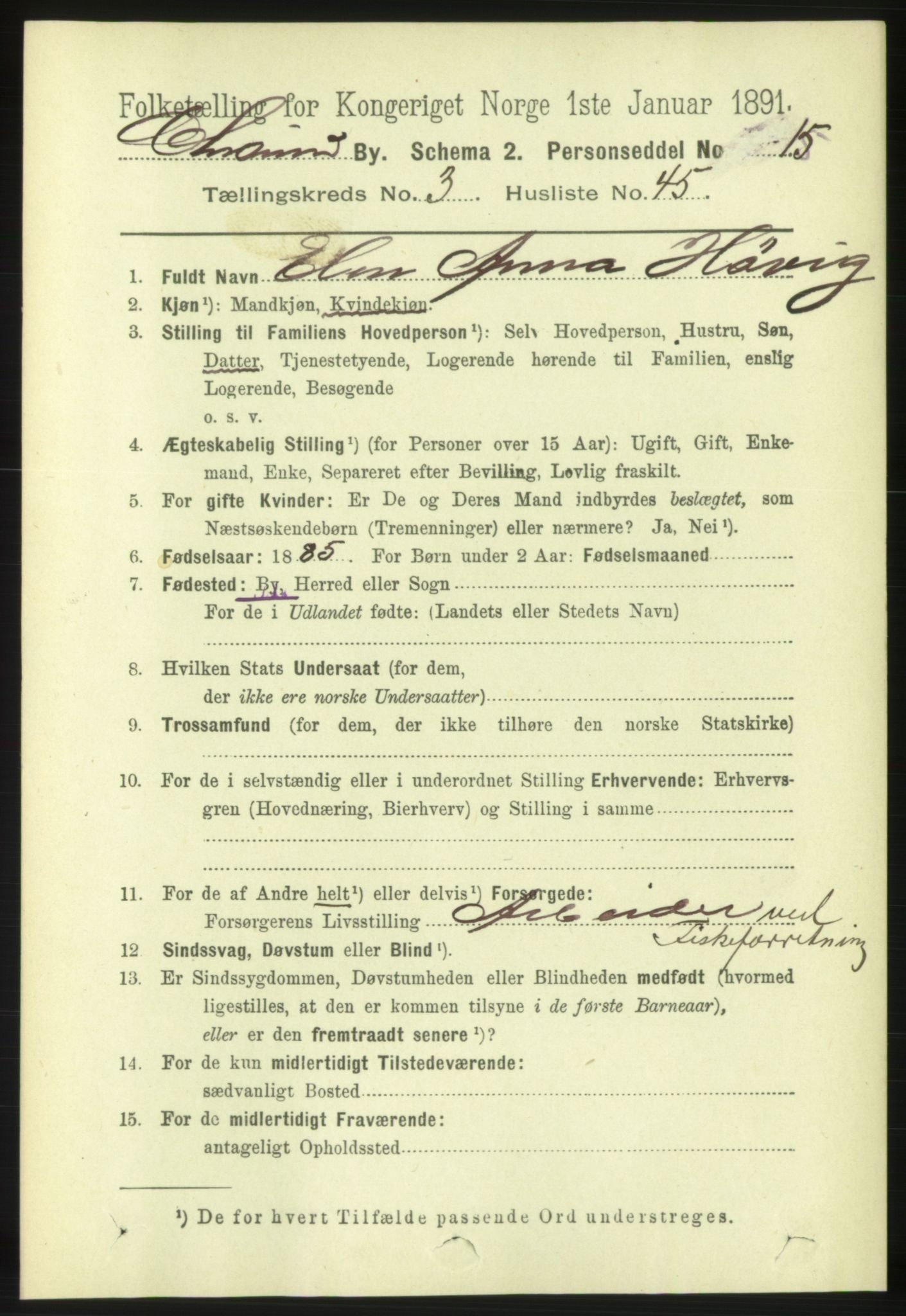 RA, 1891 census for 1503 Kristiansund, 1891, p. 3302