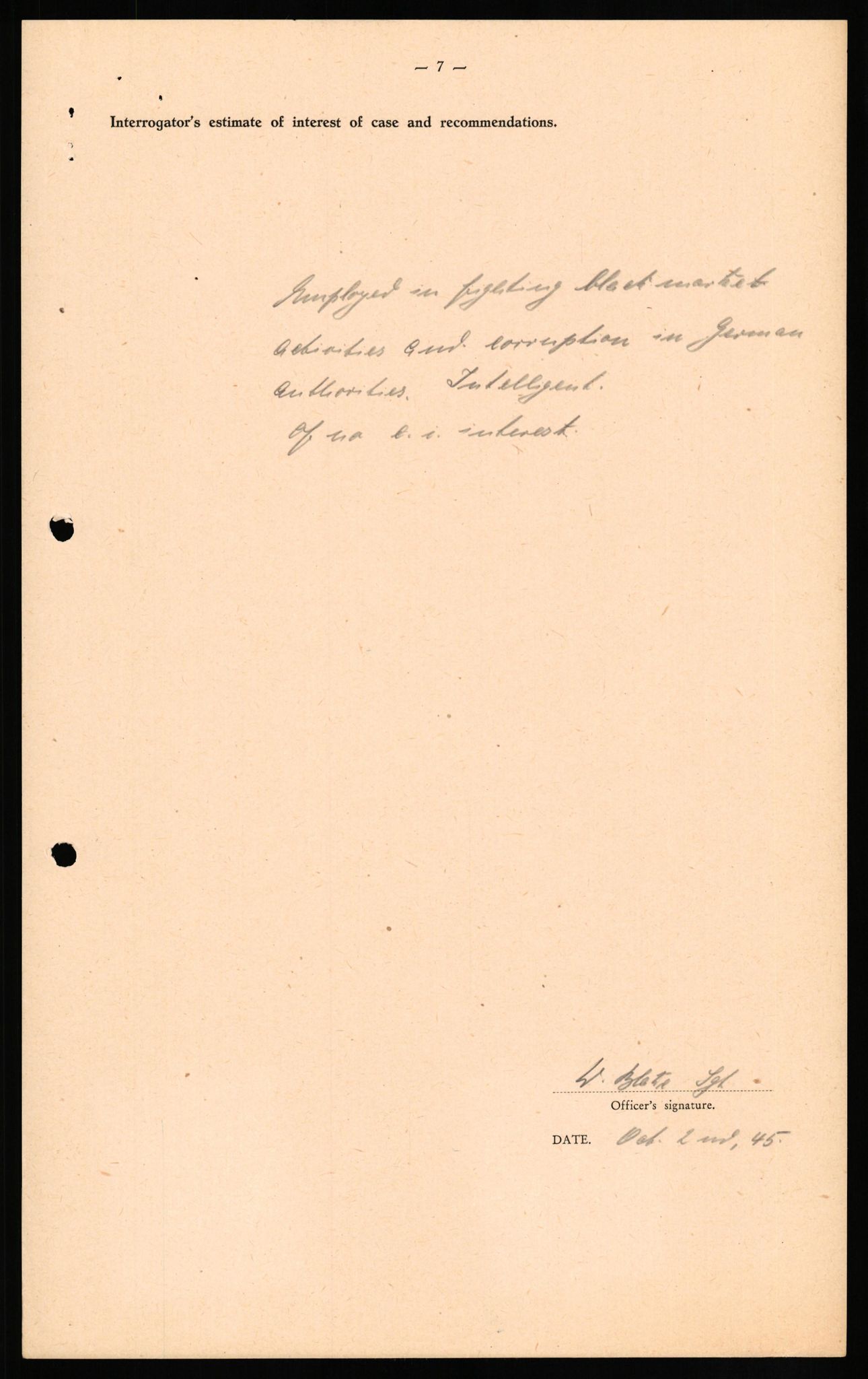 Forsvaret, Forsvarets overkommando II, AV/RA-RAFA-3915/D/Db/L0020: CI Questionaires. Tyske okkupasjonsstyrker i Norge. Tyskere., 1945-1946, p. 146