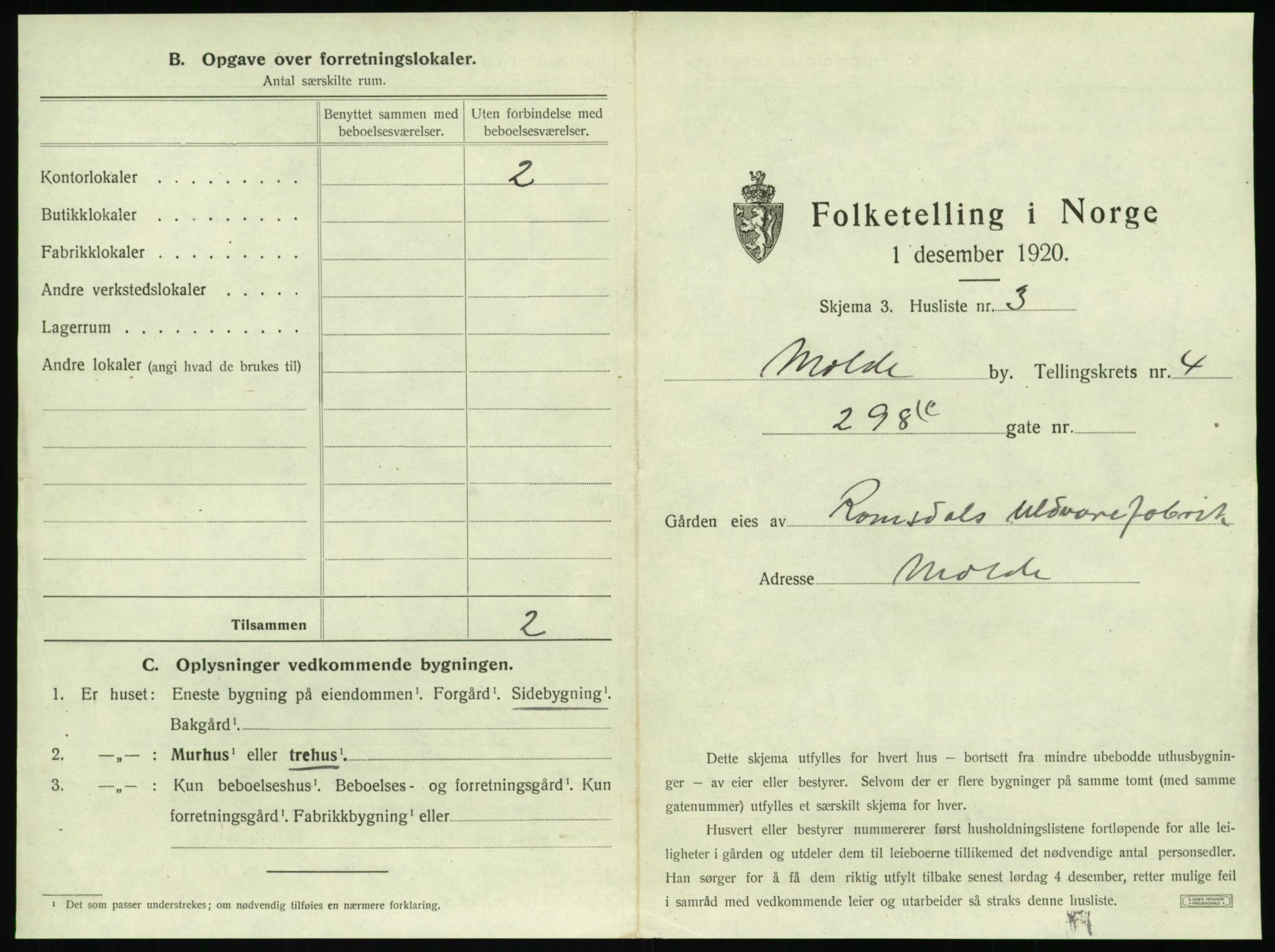 SAT, 1920 census for Molde, 1920, p. 431