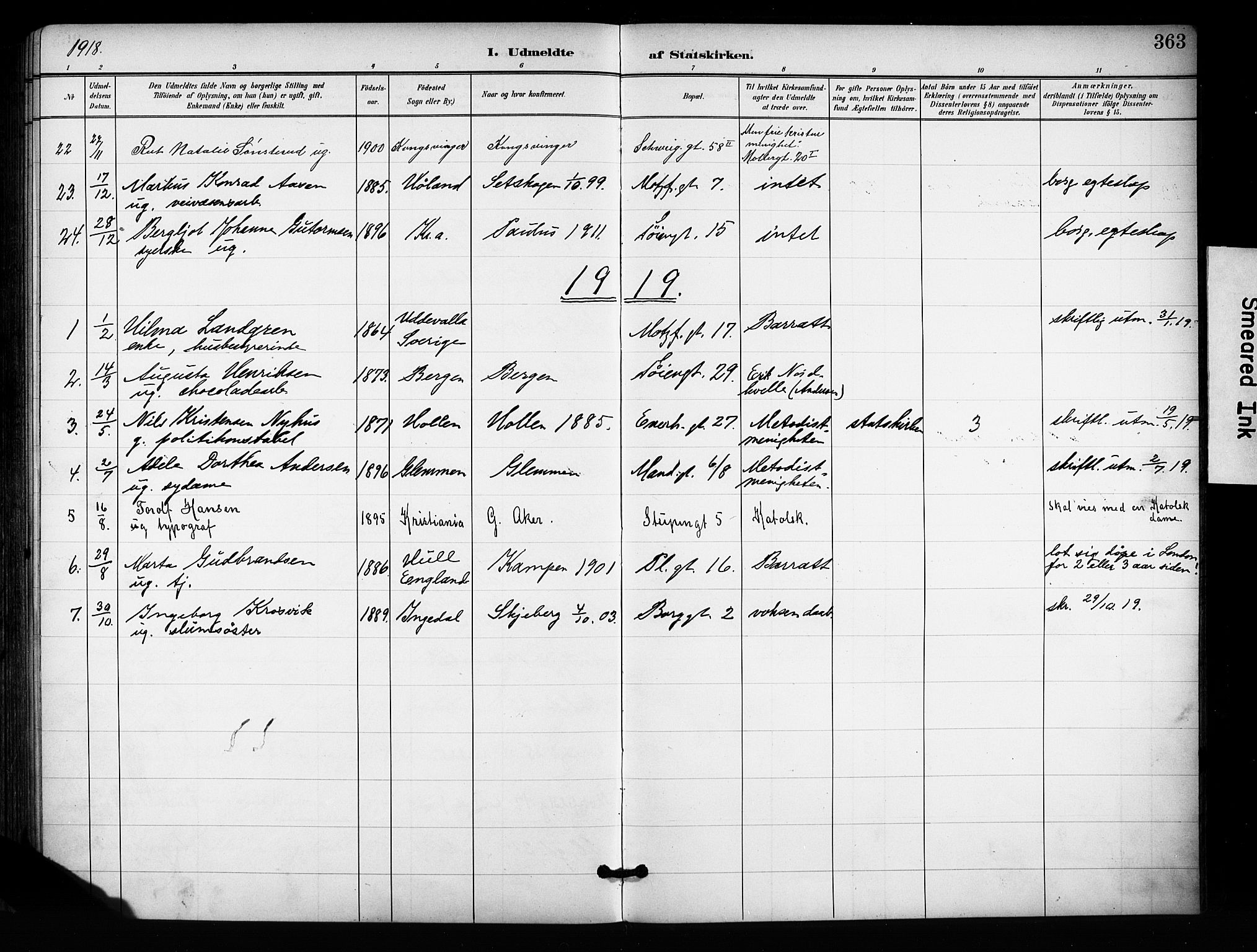 Grønland prestekontor Kirkebøker, SAO/A-10848/F/Fa/L0015: Parish register (official) no. 15, 1899-1919, p. 363