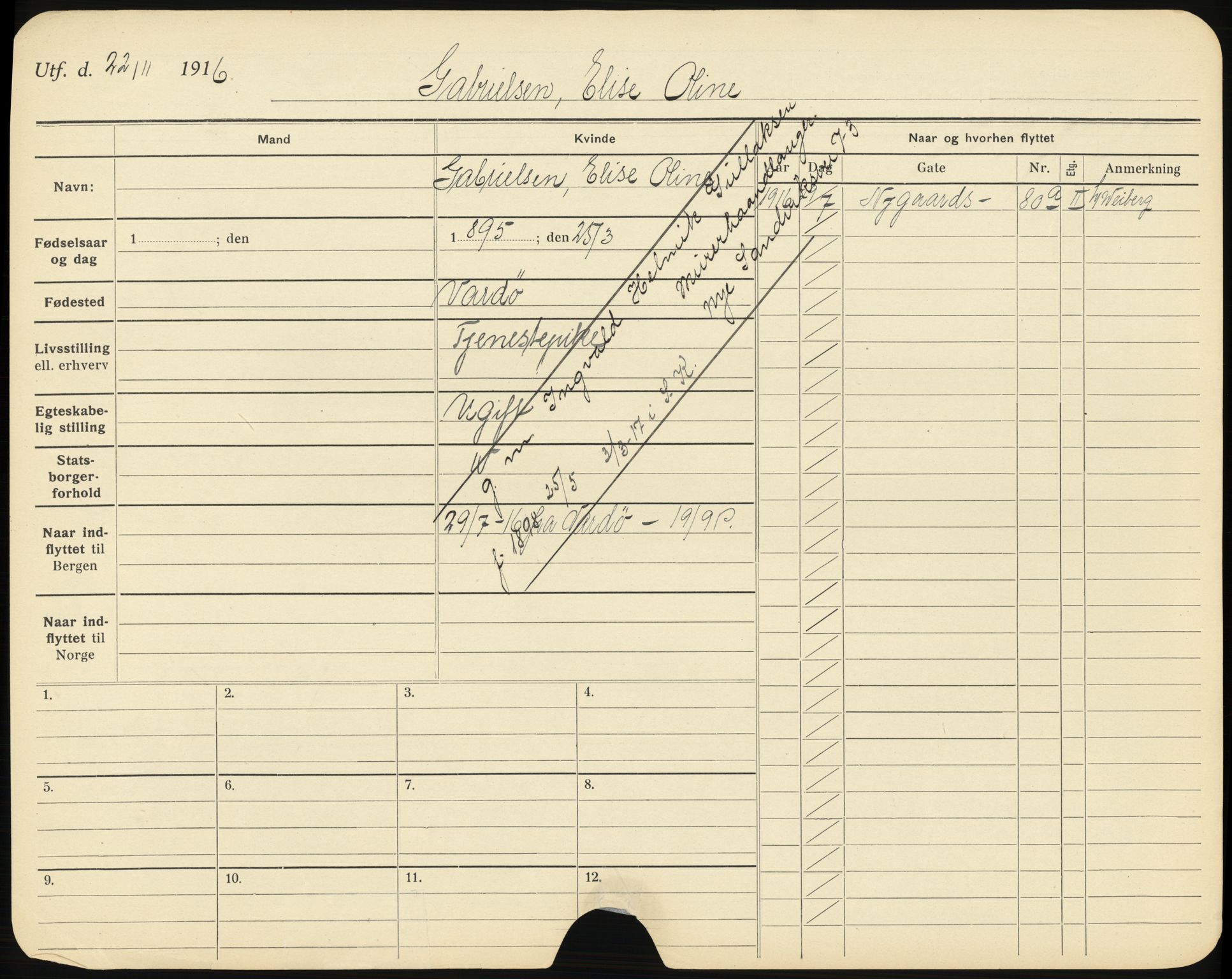 Bergen folkeregister, SAB/A-17201/K/Ka/L0003: Gifte kvinner 1912 - 1919, Gaasland - Haveland, 1912-1919