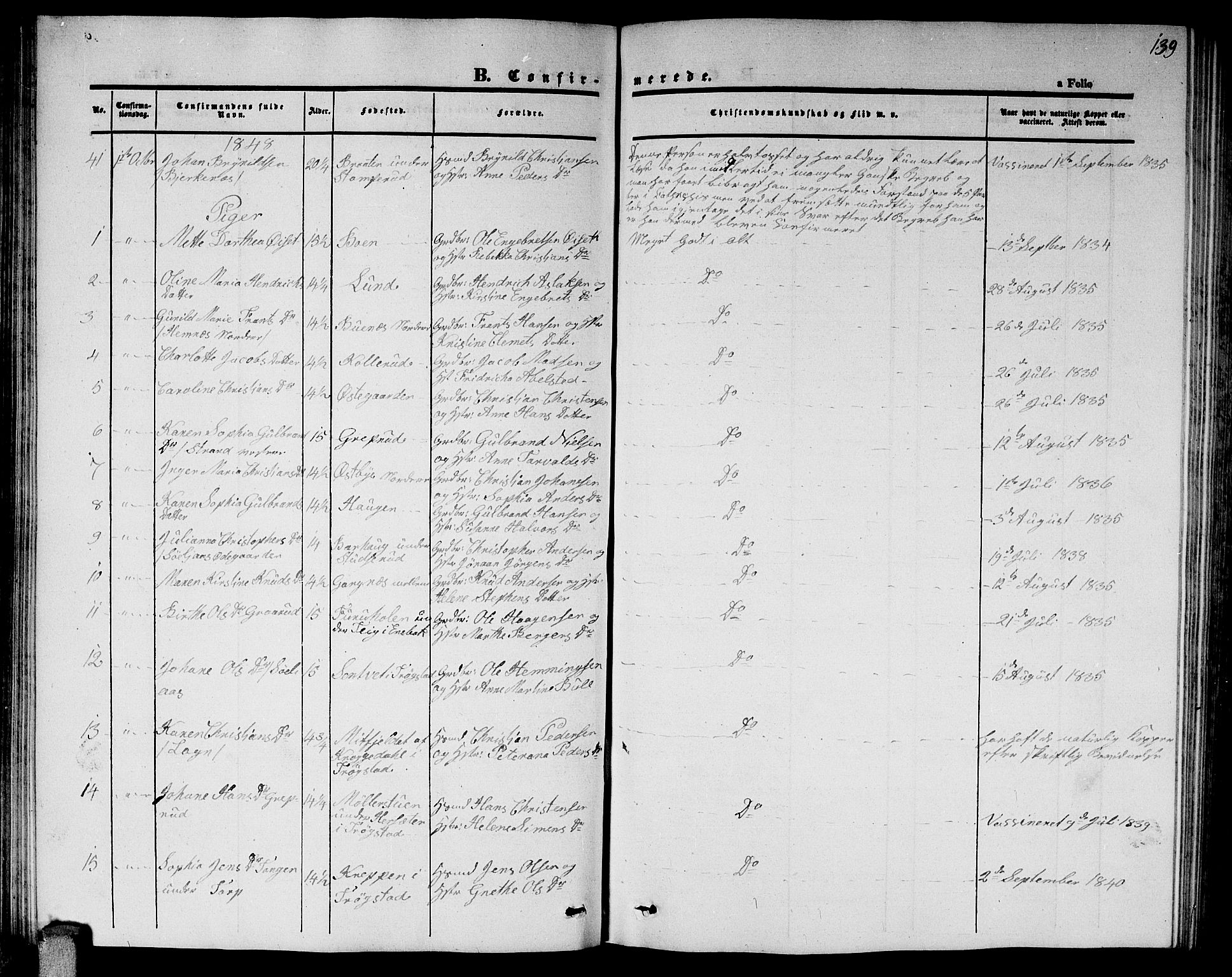 Høland prestekontor Kirkebøker, SAO/A-10346a/G/Ga/L0003: Parish register (copy) no. I 3, 1846-1853, p. 139
