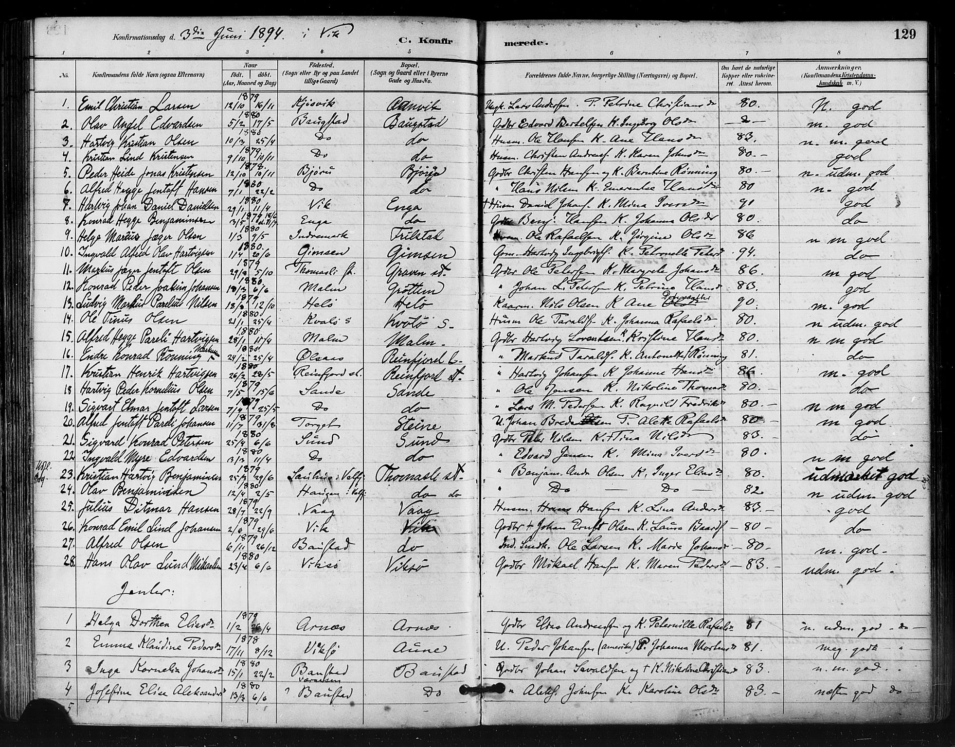 Ministerialprotokoller, klokkerbøker og fødselsregistre - Nordland, SAT/A-1459/812/L0178: Parish register (official) no. 812A07, 1886-1900, p. 129
