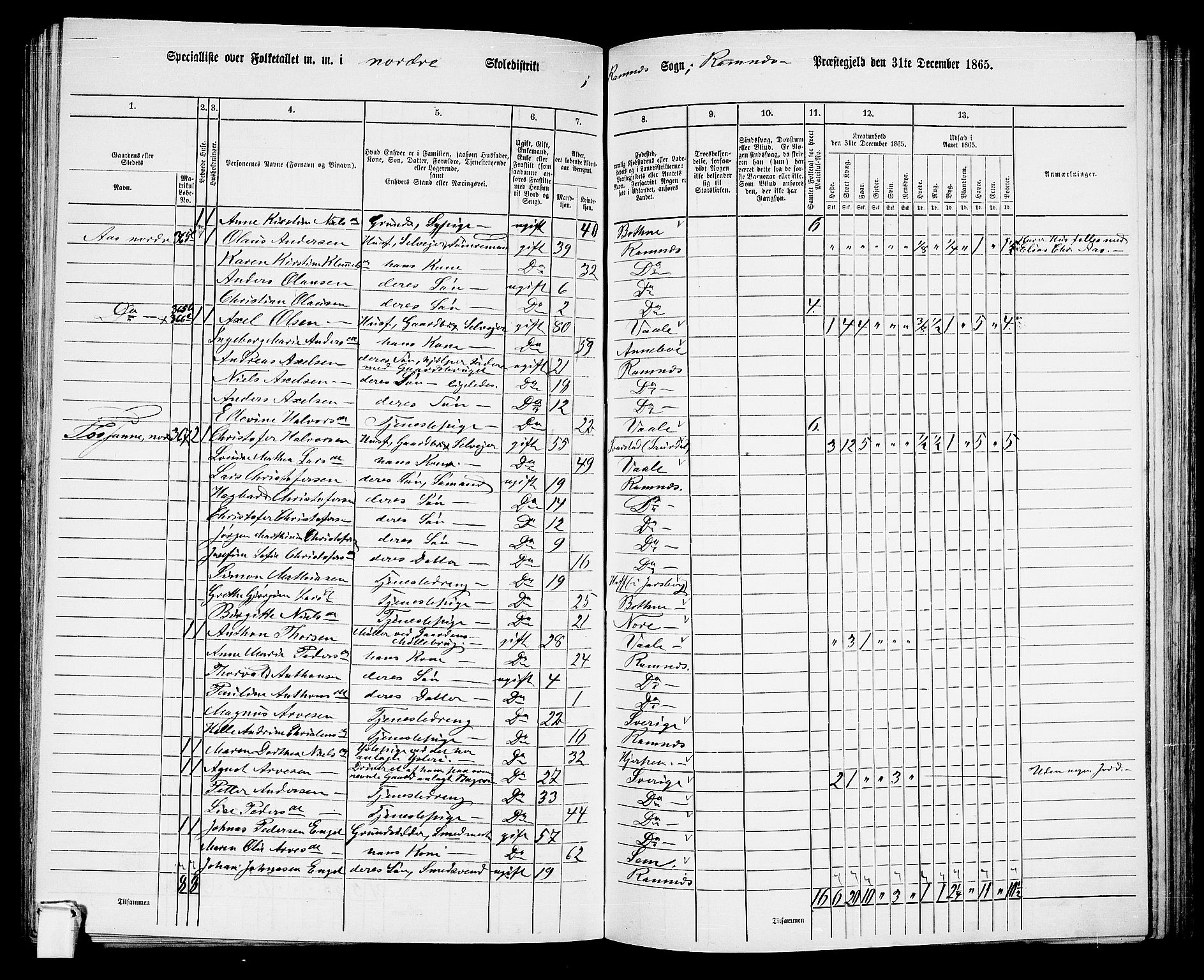 RA, 1865 census for Ramnes, 1865, p. 67