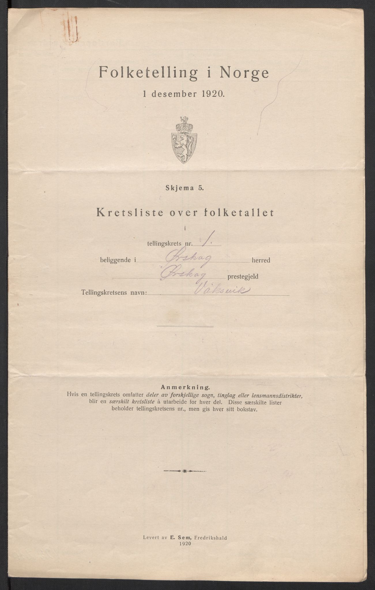 SAT, 1920 census for Ørskog, 1920, p. 7