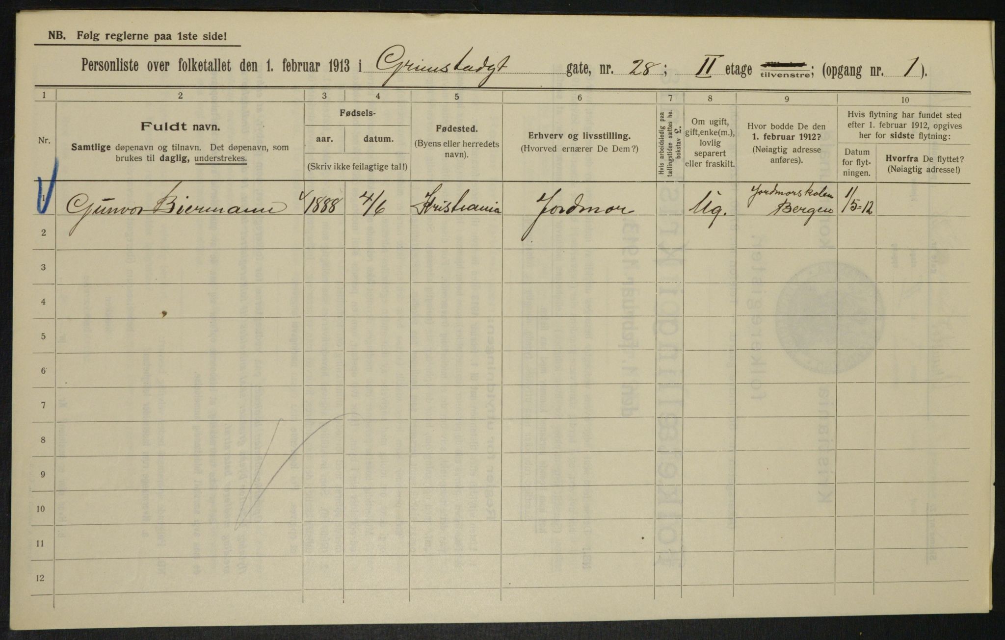 OBA, Municipal Census 1913 for Kristiania, 1913, p. 30248