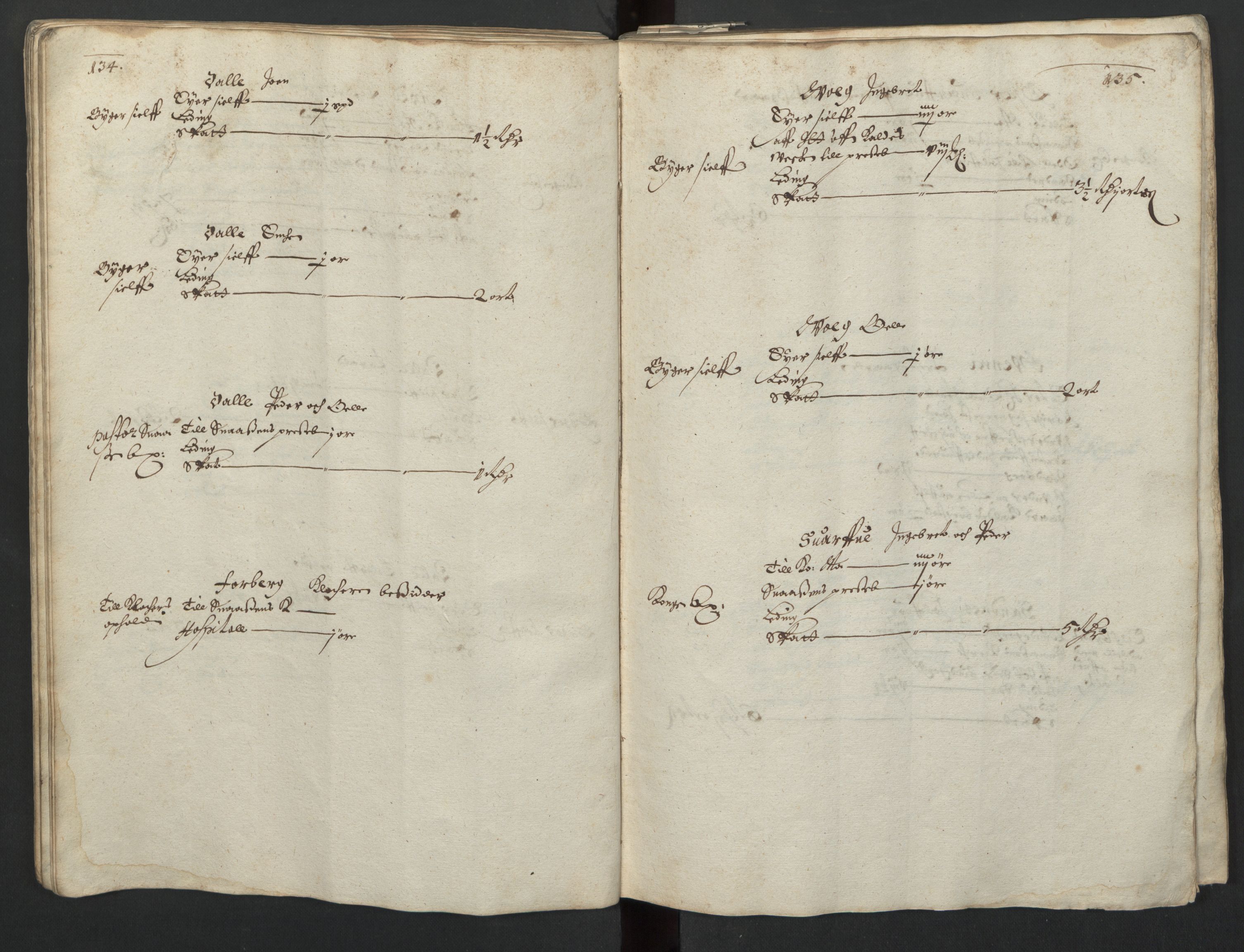 Rentekammeret inntil 1814, Realistisk ordnet avdeling, AV/RA-EA-4070/L/L0029/0001: Trondheim lagdømme: / Alminnelig jordebok og skattemanntall - Inderøy, 1661, p. 134-135