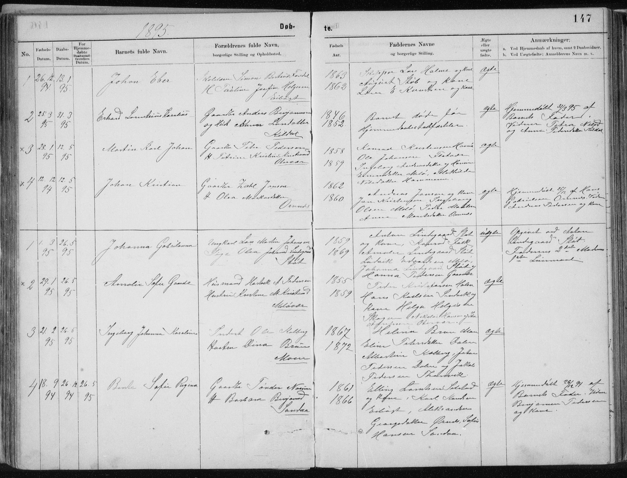 Ministerialprotokoller, klokkerbøker og fødselsregistre - Nordland, SAT/A-1459/843/L0636: Parish register (copy) no. 843C05, 1884-1909, p. 147