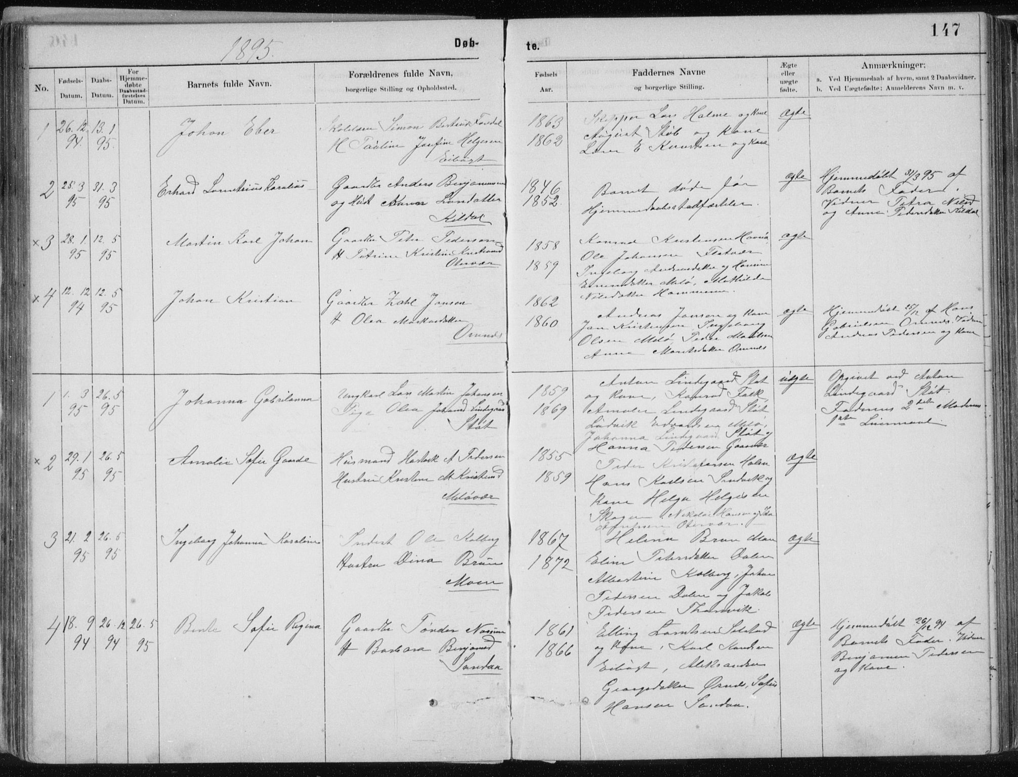 Ministerialprotokoller, klokkerbøker og fødselsregistre - Nordland, AV/SAT-A-1459/843/L0636: Parish register (copy) no. 843C05, 1884-1909, p. 147