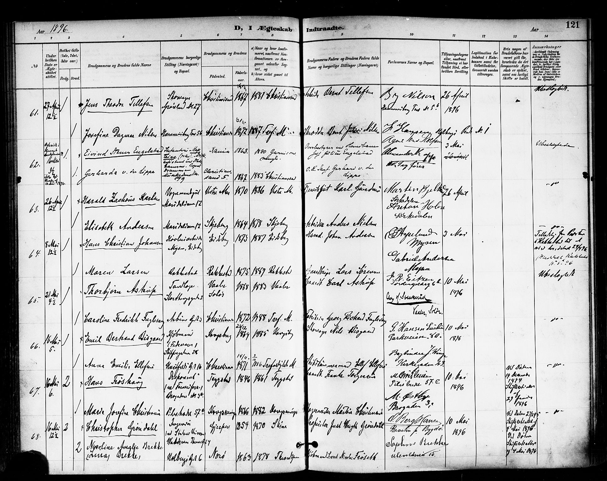 Trefoldighet prestekontor Kirkebøker, SAO/A-10882/F/Fc/L0004: Parish register (official) no. III 4, 1891-1900, p. 121