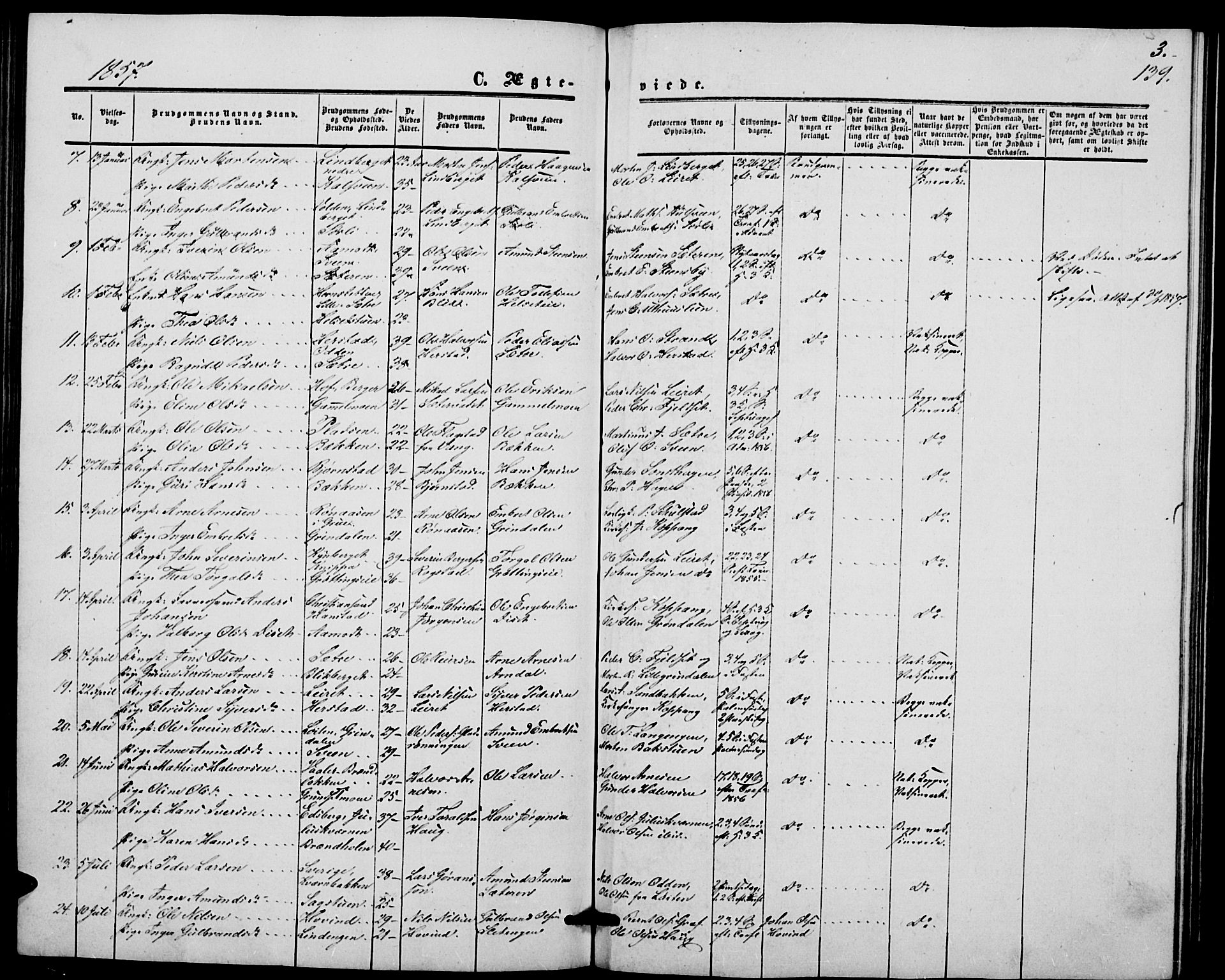 Elverum prestekontor, SAH/PREST-044/H/Ha/Hab/L0003: Parish register (copy) no. 3, 1856-1865, p. 139