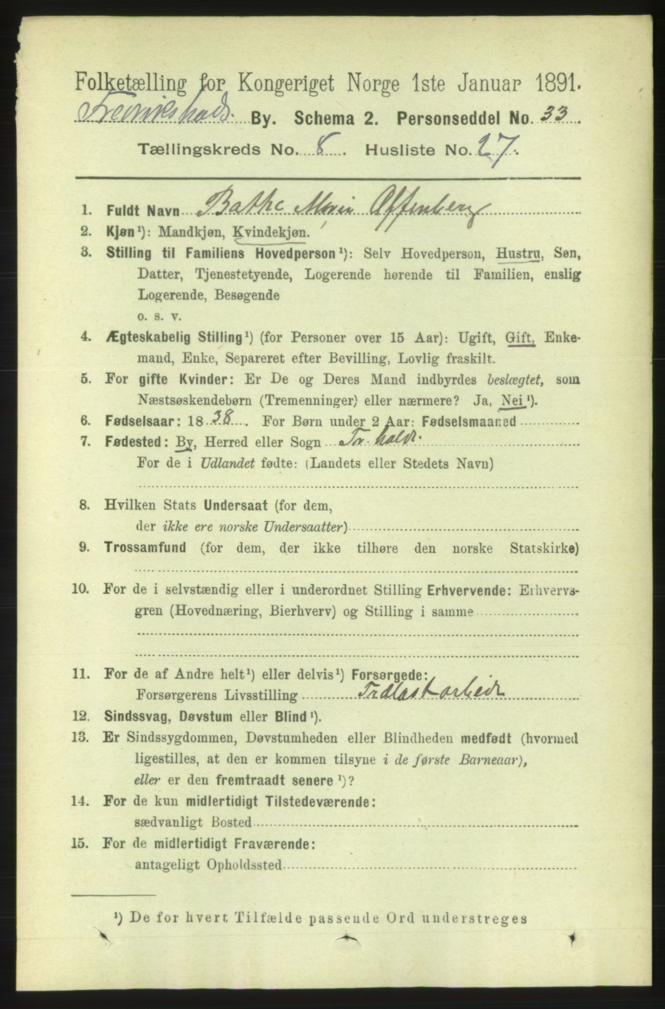 RA, 1891 census for 0101 Fredrikshald, 1891, p. 5796